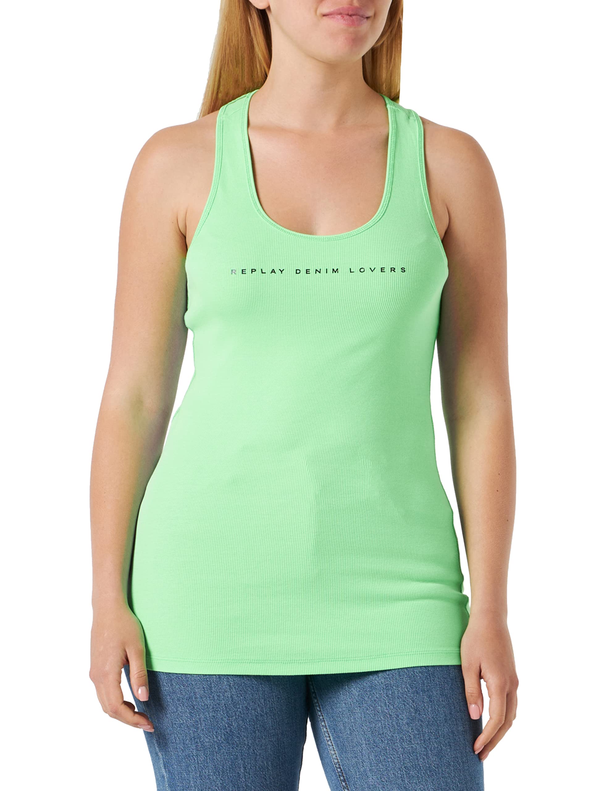 Replay Damen Tank Top Lang, Green Fluo 311 (Grün), M