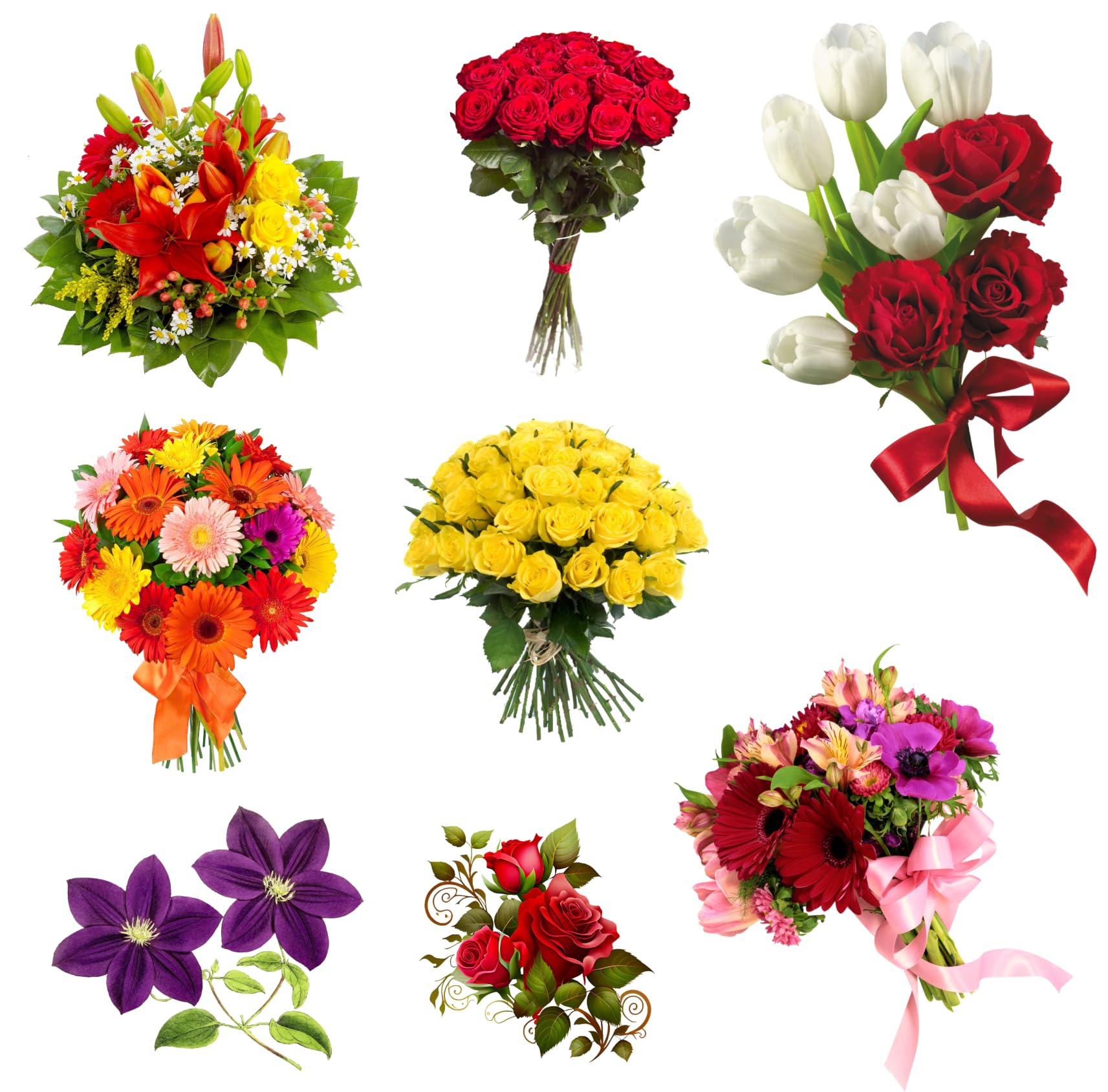 Flowers and Bouqet Wall Sticker for Living Rooms and Bed Rooms Set of 8 Stickers On 24X24 Inches Sheet (B0D6GQXVHK) Amazon Price History, Amazon Price Tracker