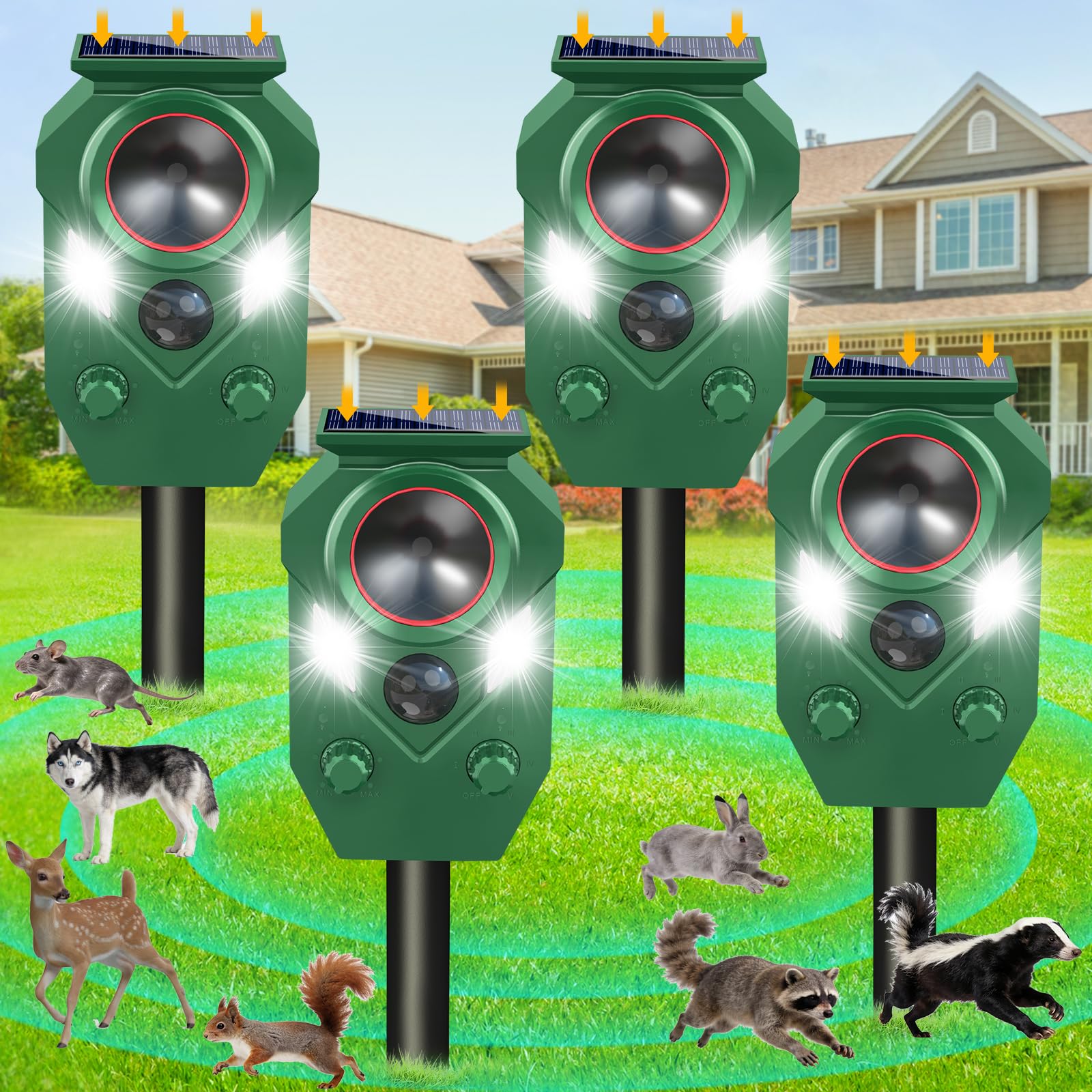 SHENZHEN VISSON Ultrasonic Animal Repeller 4-Pack