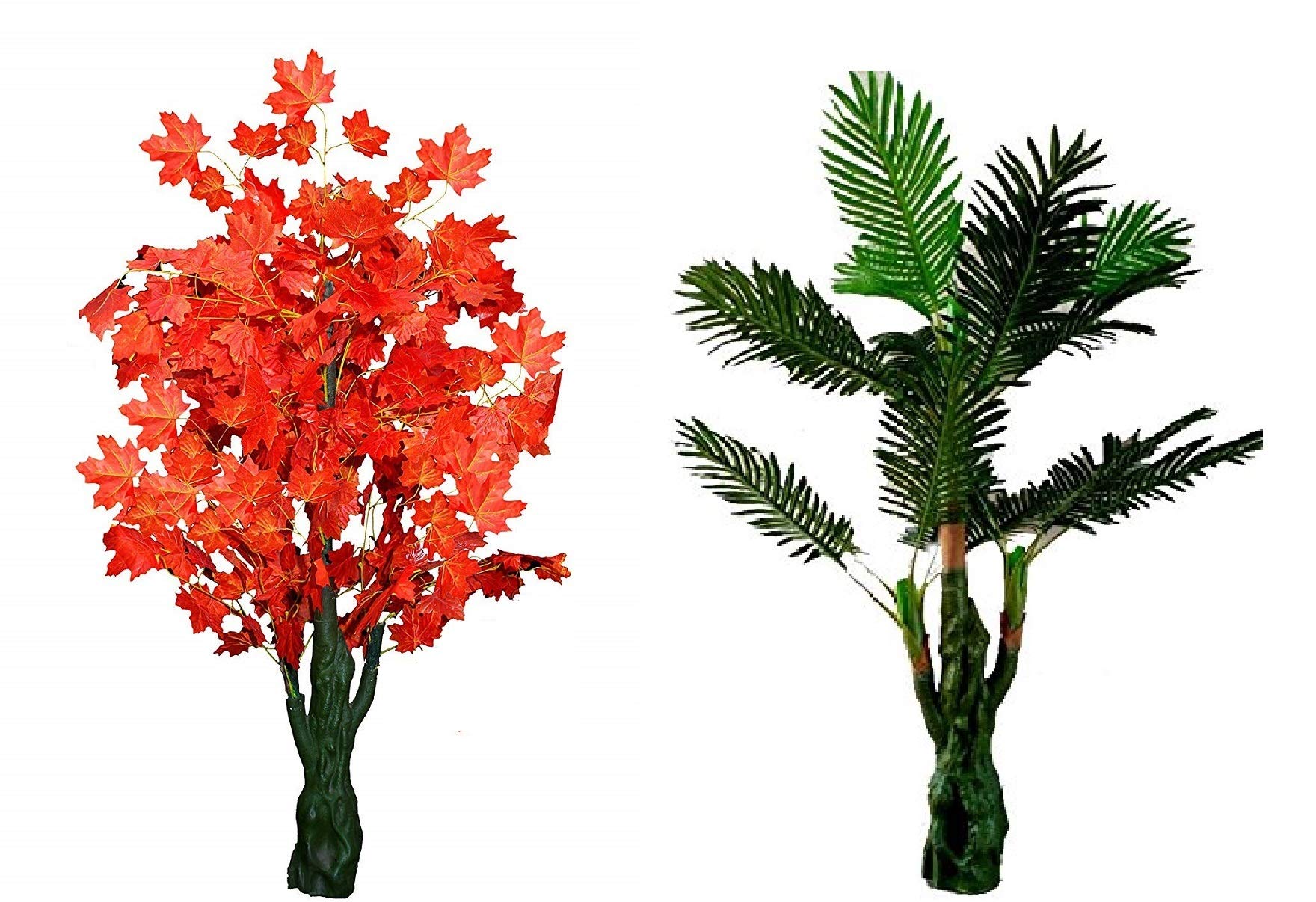 Sofix5 Ft Big Artificial Tree Green Flower Plant - Natural Looking Plants (Pack of 2)