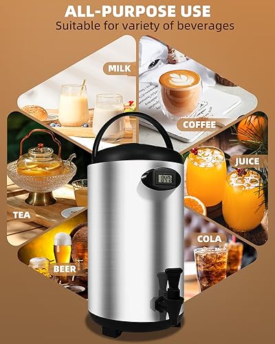 Miniatura 7 de Dispensador de bebidas aislado de 3 galones, dispensador de bebidas calientes de acero inoxidable 304, dispensador de agua caliente para fiestas,
