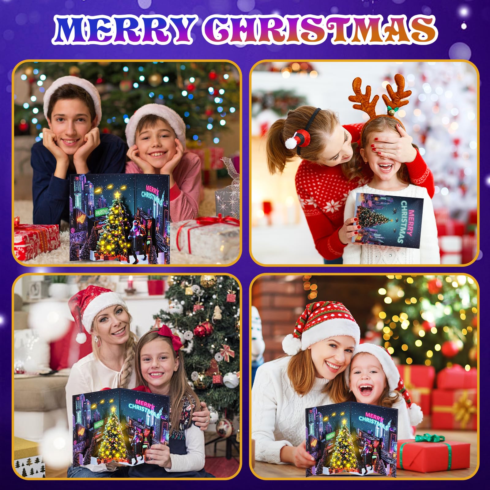 APOTODITO Tarjetas musicales de Navidad, tarjetas de Navidad únicas con música y luz, regalo Navidad, vacaciones, Año Nuevo, para mujeres, hombres, niños, familia, amigos, niños.
