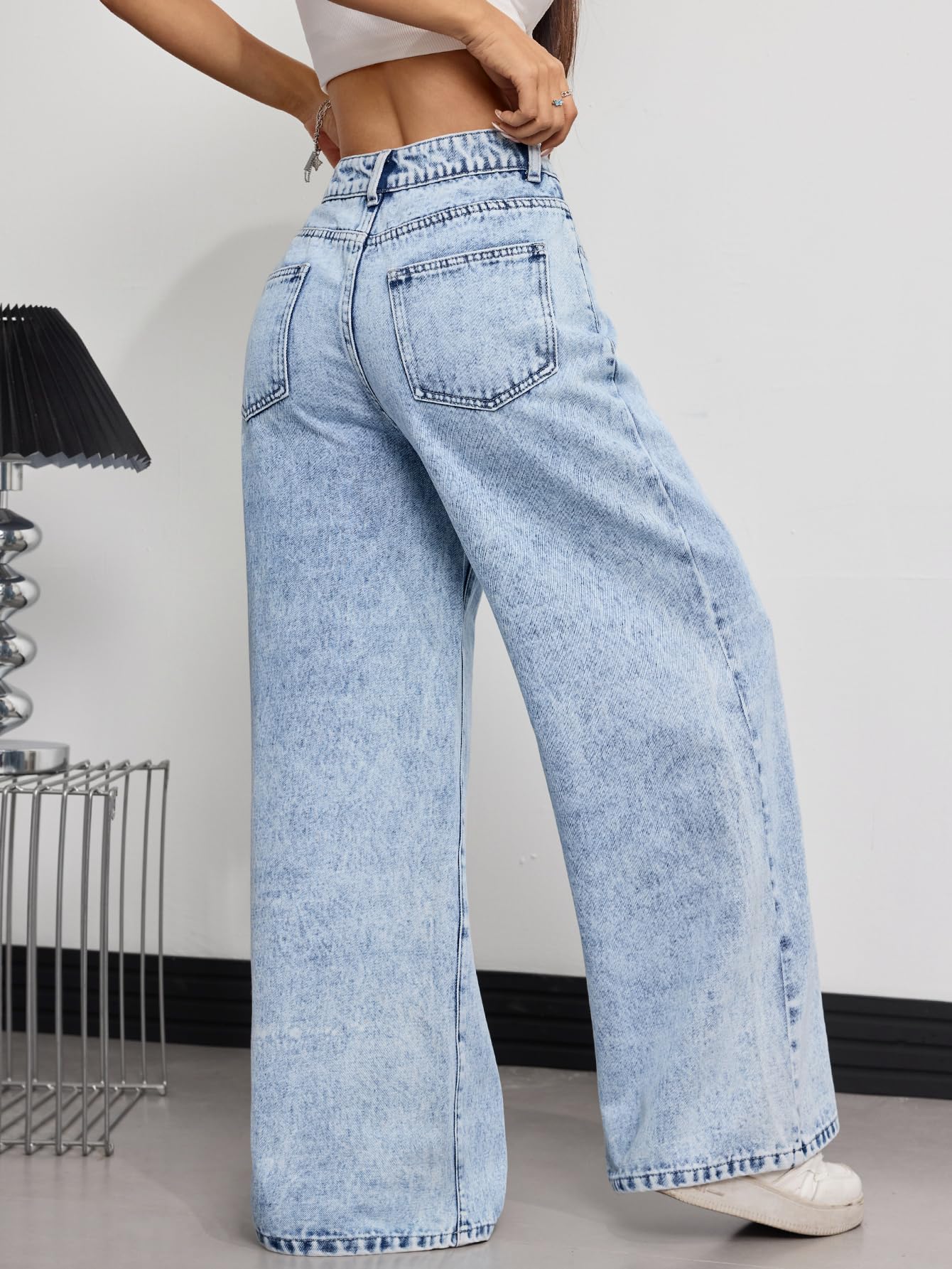 Pantaloni Denim Baggy Donna Larga Gamba Vintage Retrò Y2K 90s Laisé Streetwear Hip Hop