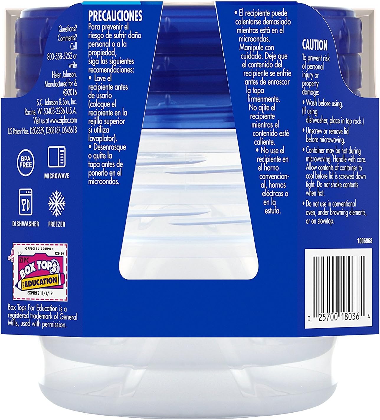 Ziploc Twist 'N Loc Containers, 3 Containers & 3 Lids, 3 Count (Pack of 1)