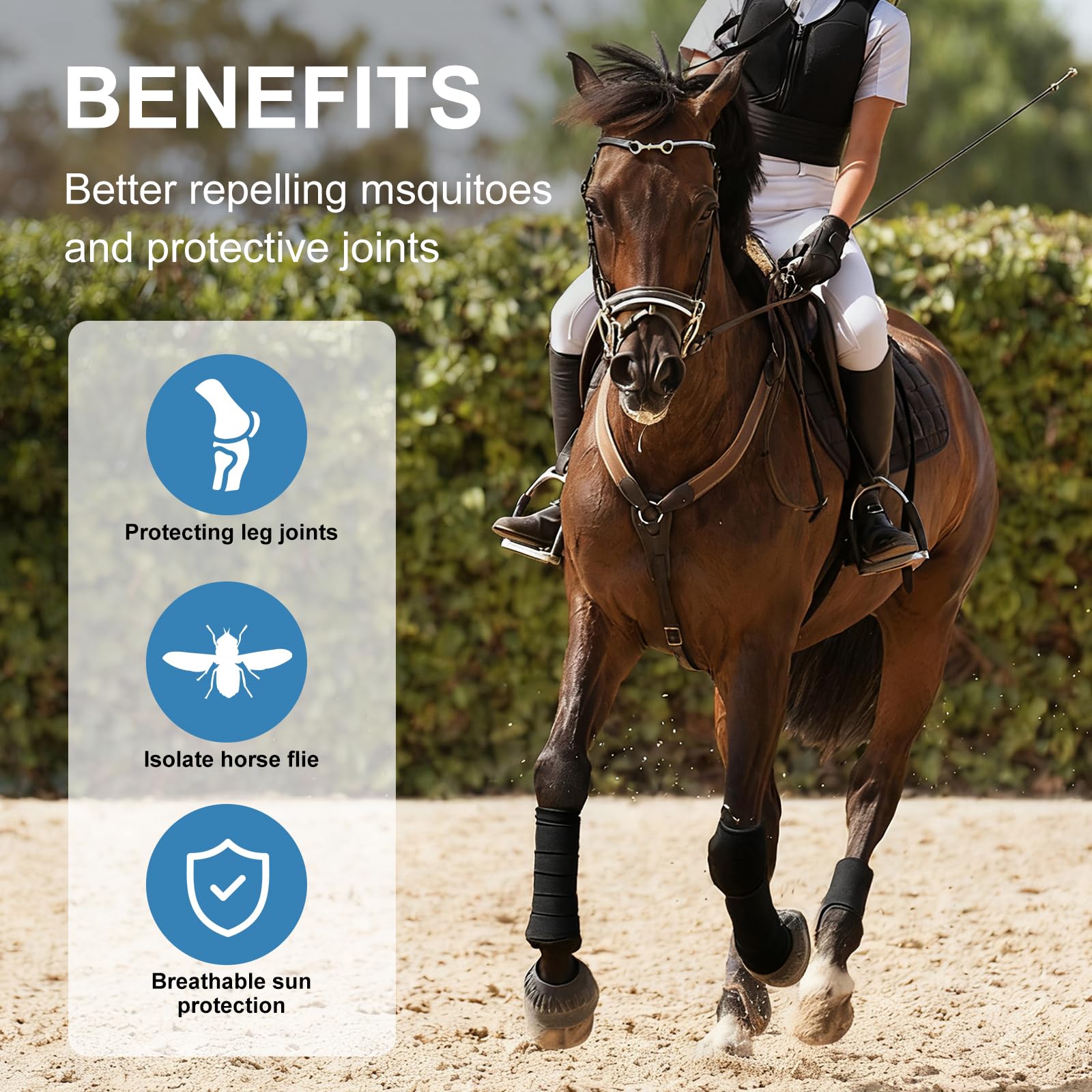 4 polainas de malla para caballo, vendajes para patas de caballo, polainas para caballos