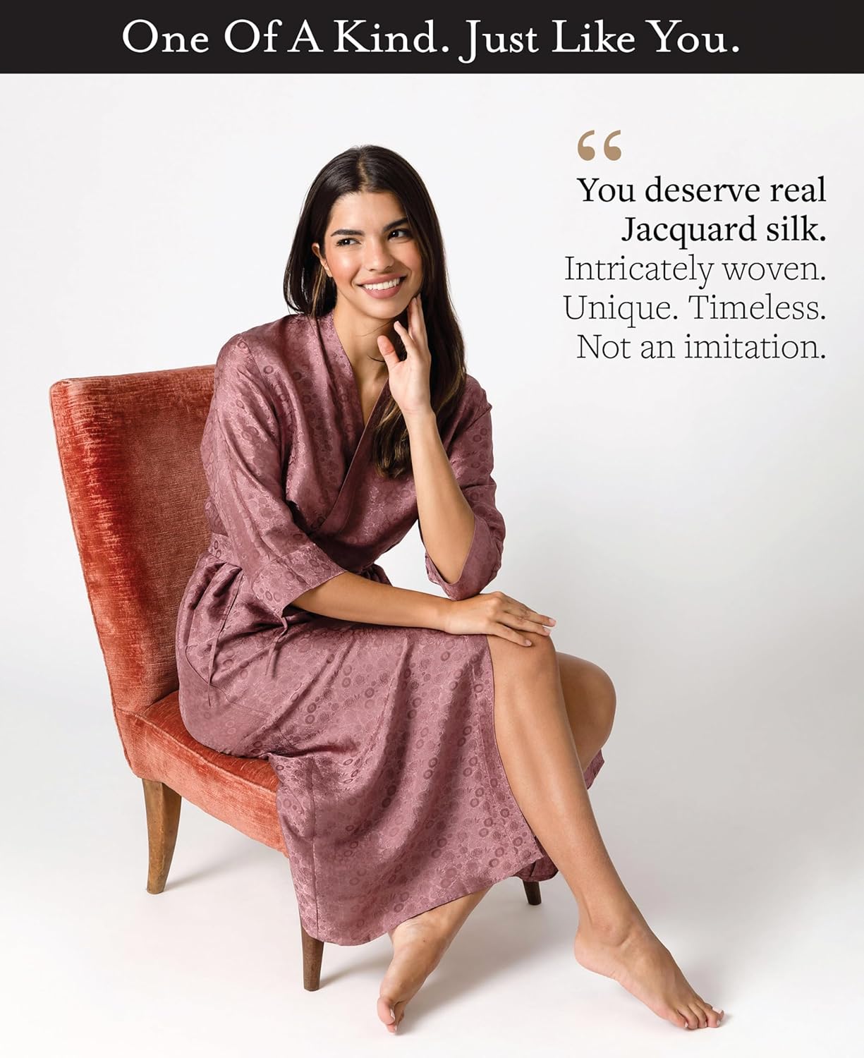 Tara Sartoria Luxury Artisan Silk Robe for Women, Washable, Full Length, Jacquard, XS–4XL, Oprah Daily 2025