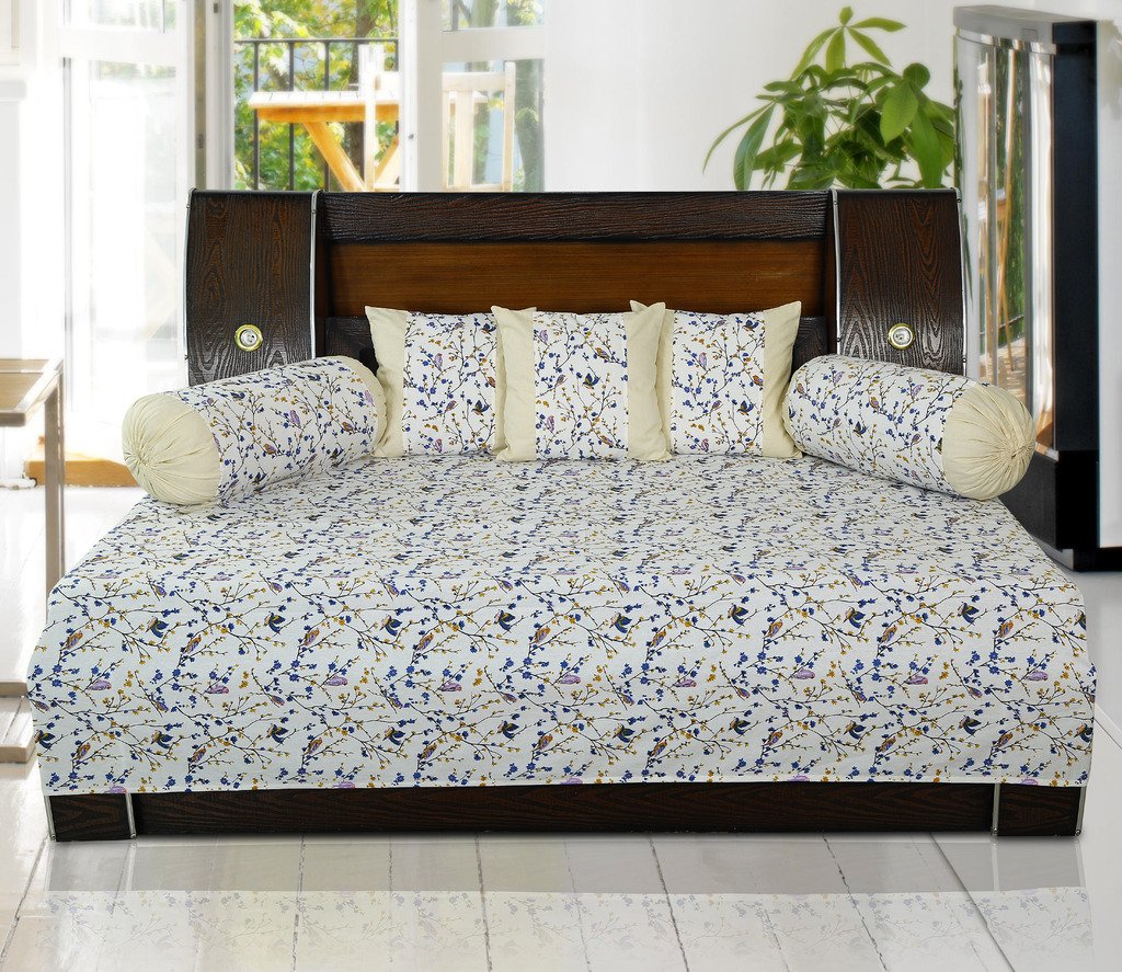 Dekor World Bird Printed Cotton Diwan Set (Pack of 6)-image-43