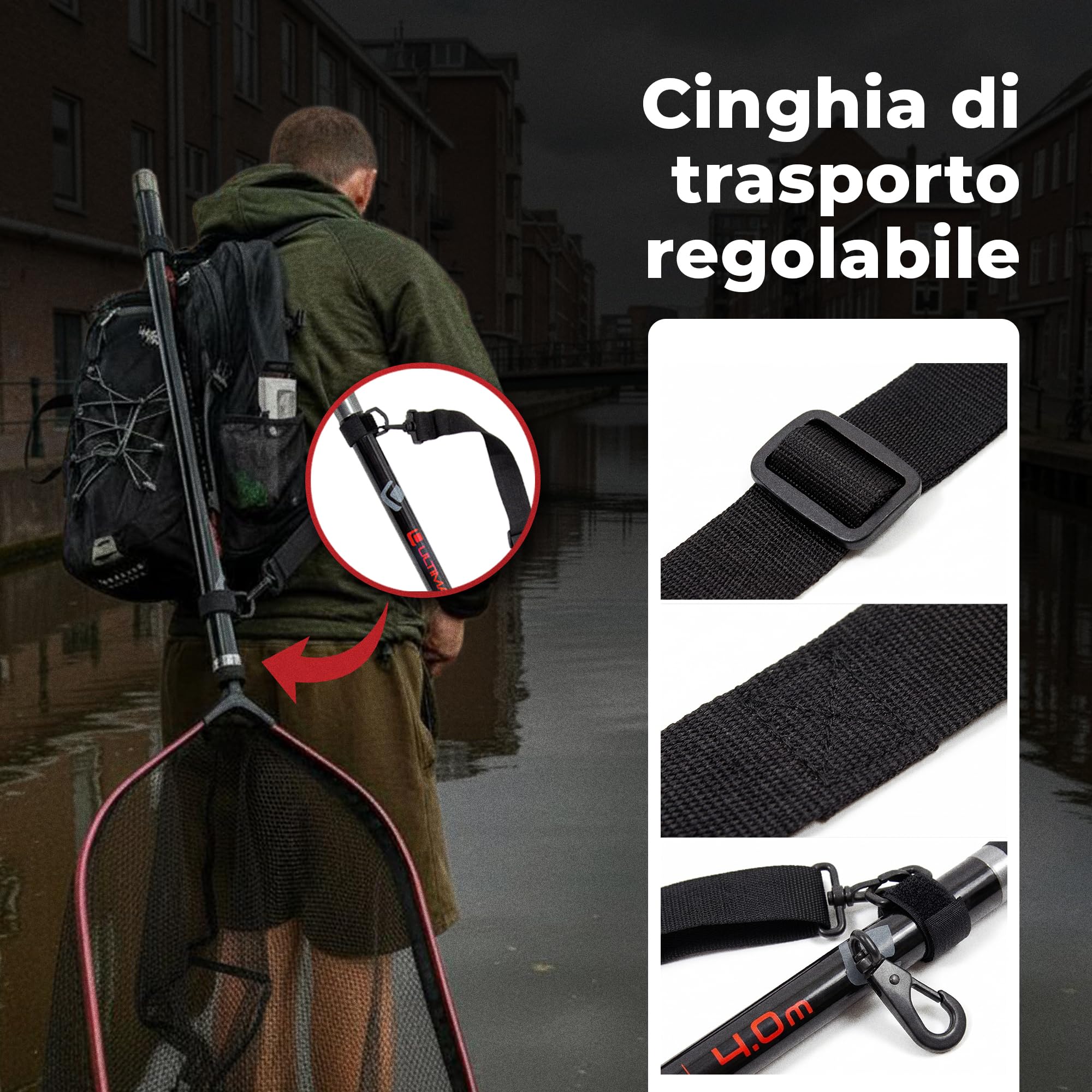 Retino Ultimate Streetfishing + Manico Telescopico 4.00m - Guadino Da Pesca