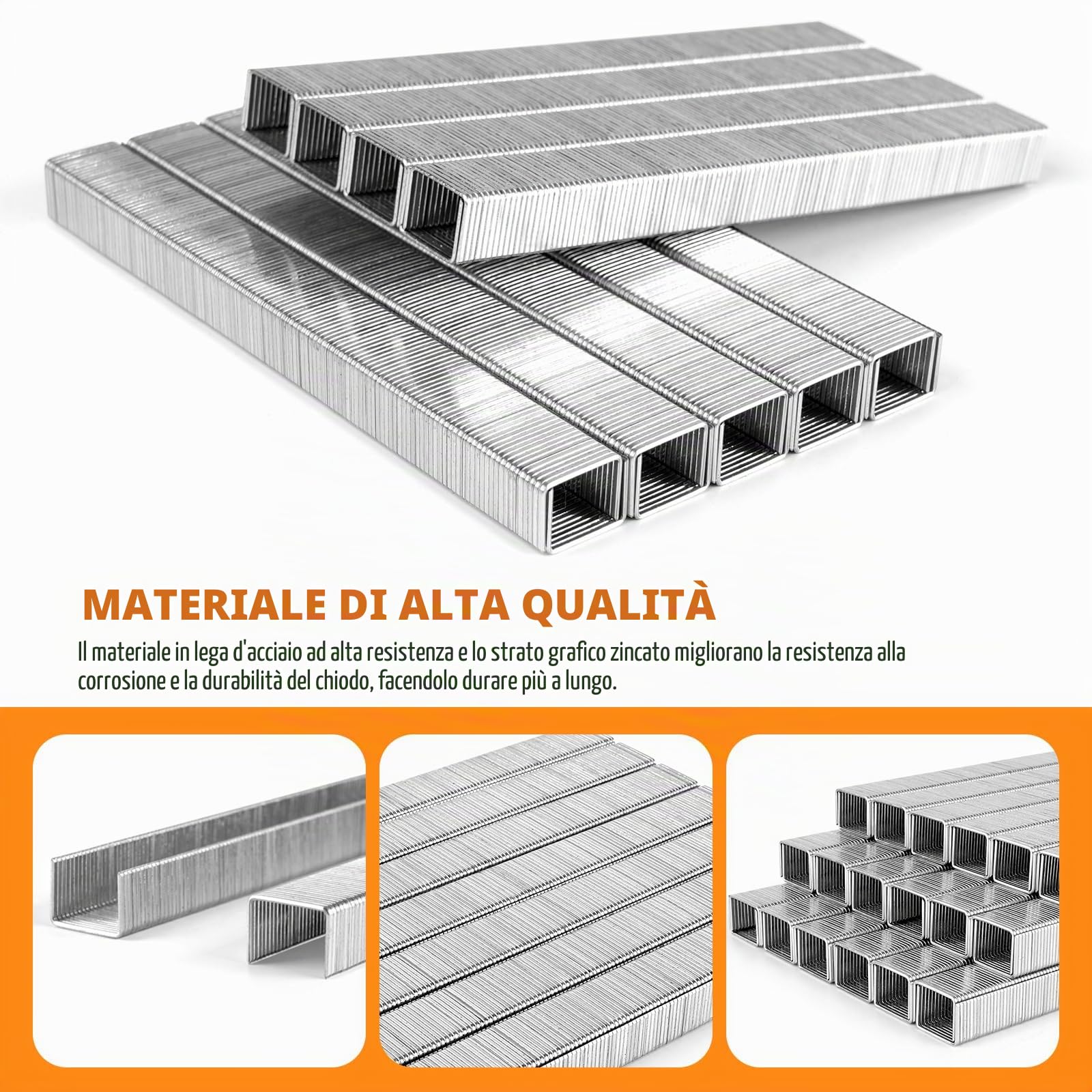 KIMSING Punti per tappezzeria zincati a corona da 12,8 mm, calibro 21, 1/2" (12,8 mm), serie 80, lunghezza della gamba (10 mm), graffette per pinzatrice pneumatica | Zincate anticorrosione, superficie liscia meno inceppamenti, per serie 80 pinzatrici pneu
