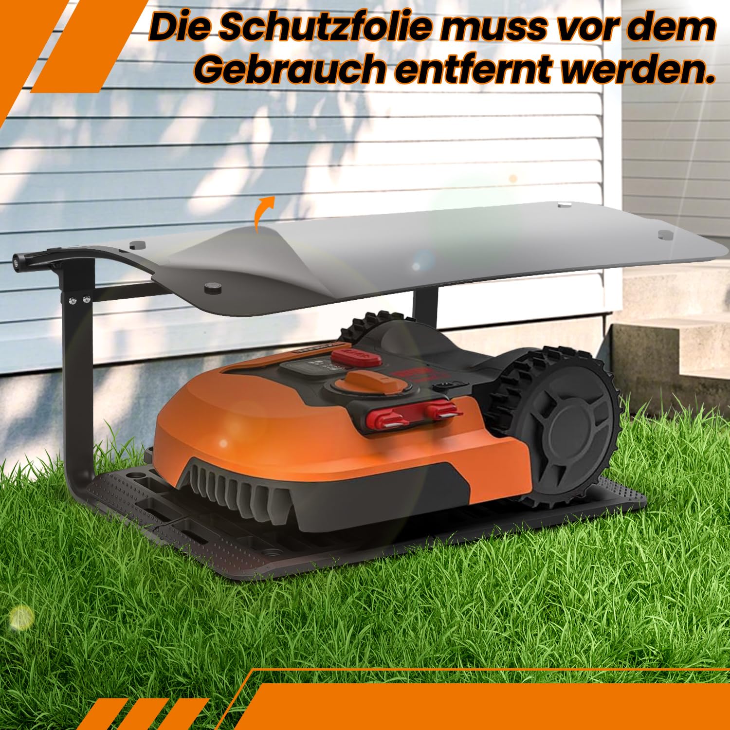Garage pour robot tondeuse avec toit rabattable, abri de protection pliable en plastique ABS robuste avec cadre en fer, résistant aux UV, pour le jardin, 73 x 57 x 40 cm
