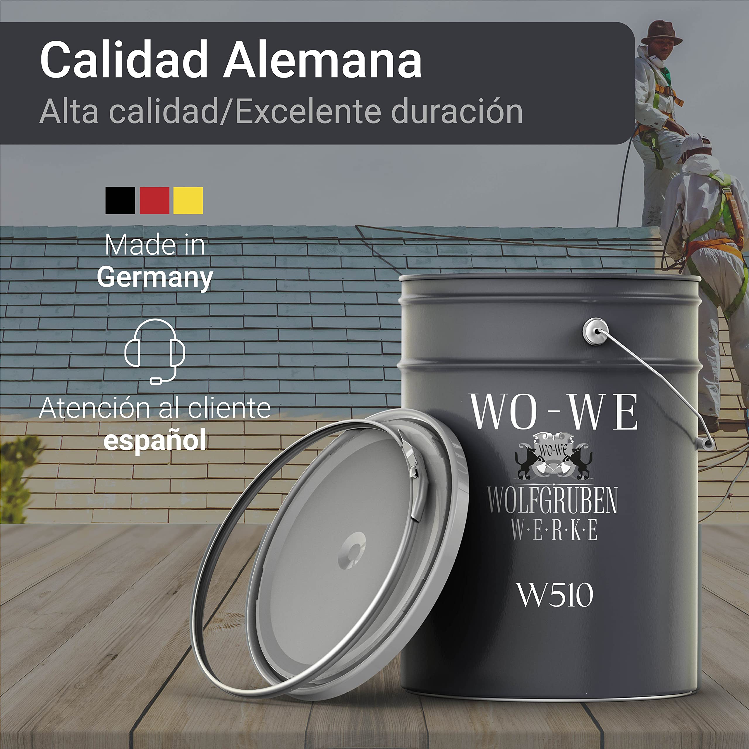 Pintura para Tejados Impermeabilizante y Antigotera W510 Verde musgo sim RAL 6005-5L