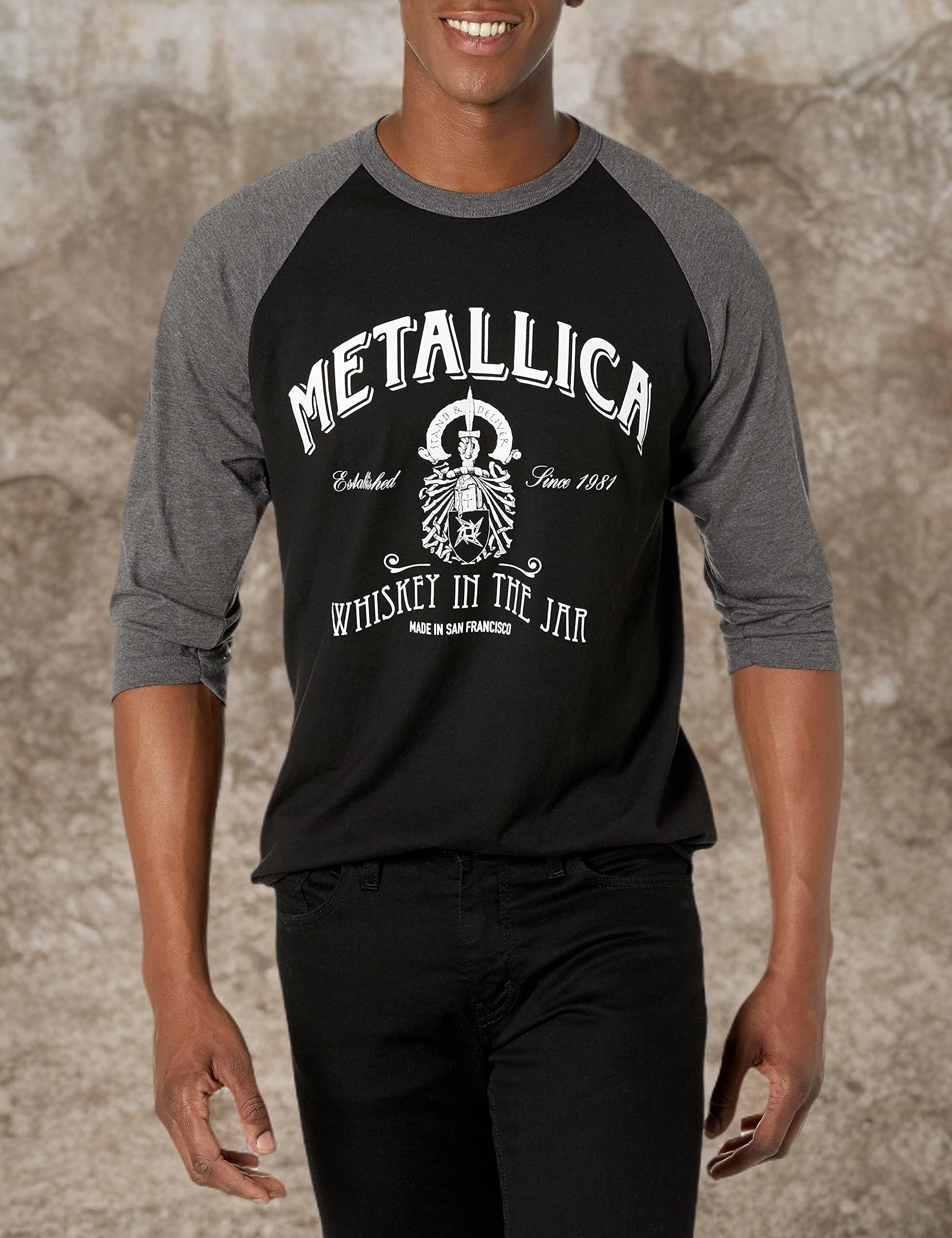Metallica Maglietta Ufficiale Whisky in The Jar Raglan, Nero/Grigio, M