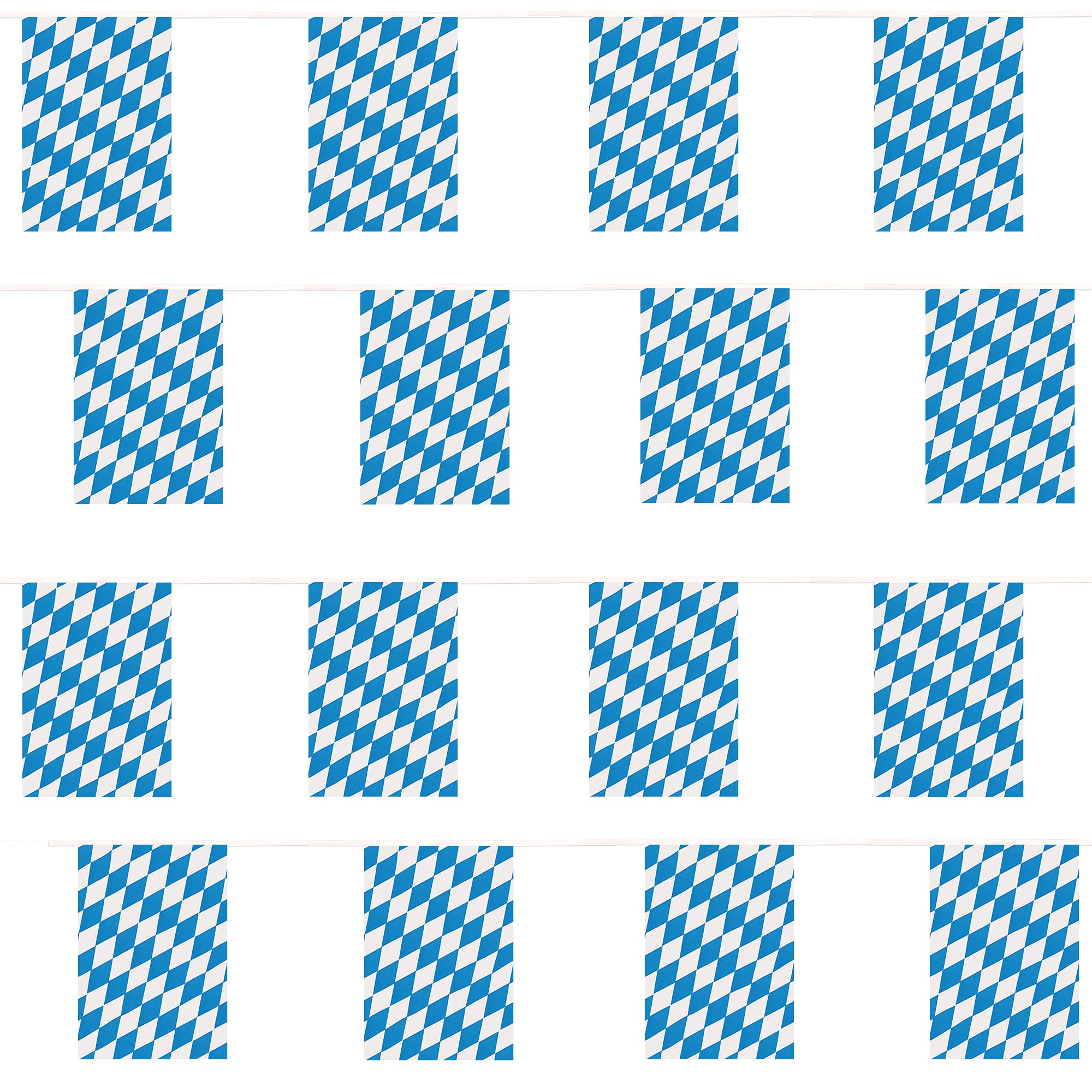 Oktoberfest Bunting - 30m 99ft - 20 Flag - Plastic all Weather Bavarian Bunting Decoration for Indoor Outdoor - Street Parties, Festivals and Celebrations