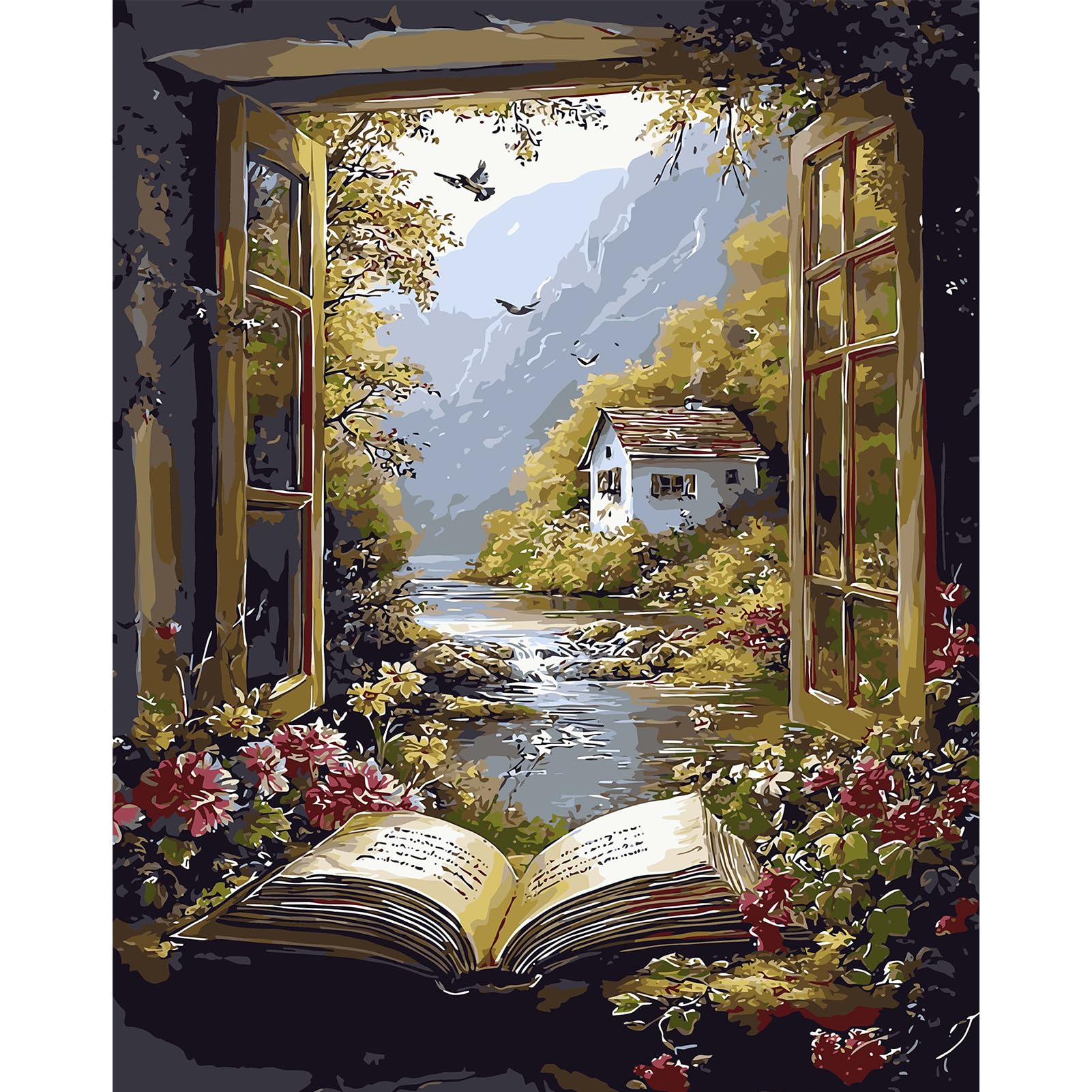 DAERLE Peinture par numéros pour adultes, pots de fleurs, kits de peinture sur toile collection de plantes vertes, artisanat artistique pigment acrylique dessin