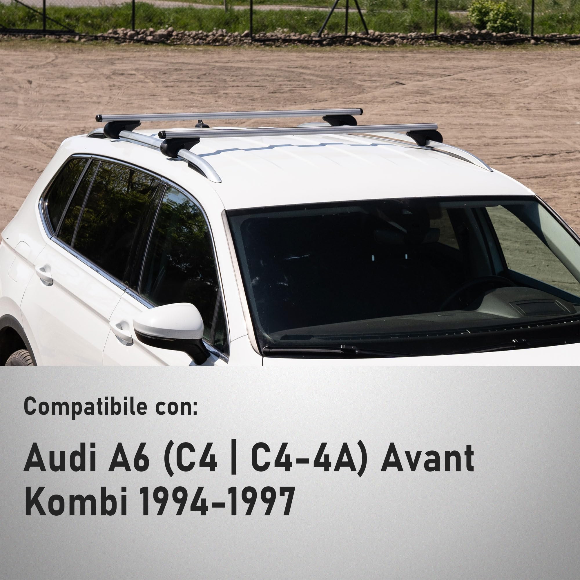 CHROMEMASTER Portapacchi da Tetto, Barre Tetto; Compatibile con Audi A6 Station Wagon 1994-1997; Per il Trasporto di Box da Tetto, Portabiciclette, Scala | Struttura Leggera e Resistente in Alluminio