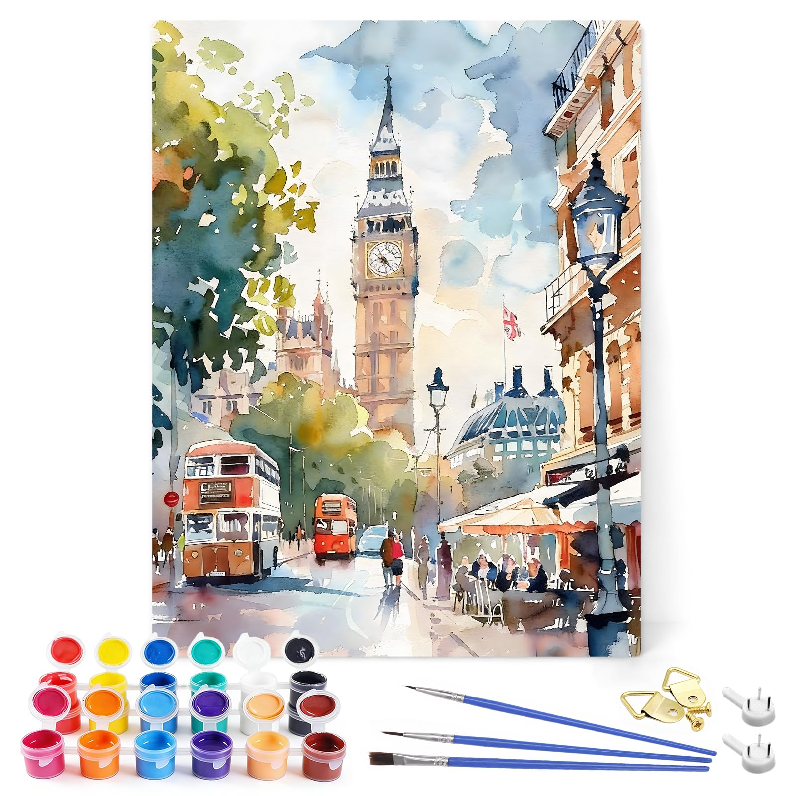 London Paint by Numbers for Adults, London Painting by Numbers for Adults, Painting Kits for Adults, Adult Paint by Numbers Canvas Kits for Gifts and Home Wall Decor 12x16in