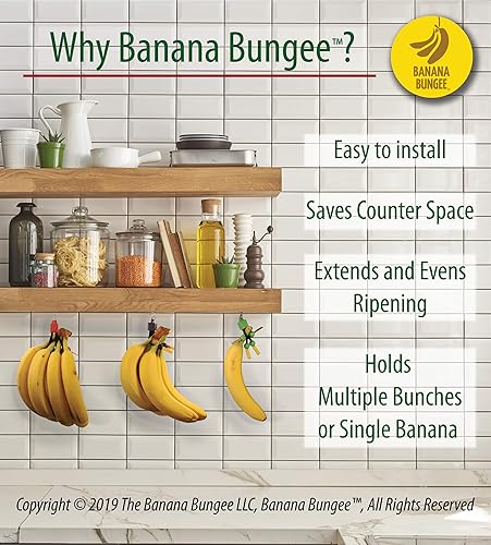 Miniatura 6 de The Original Banana Bungee  Gancho para plátano debajo del gabinete y soporte de plátano alternativo  Fabricado en los Estados Unidos