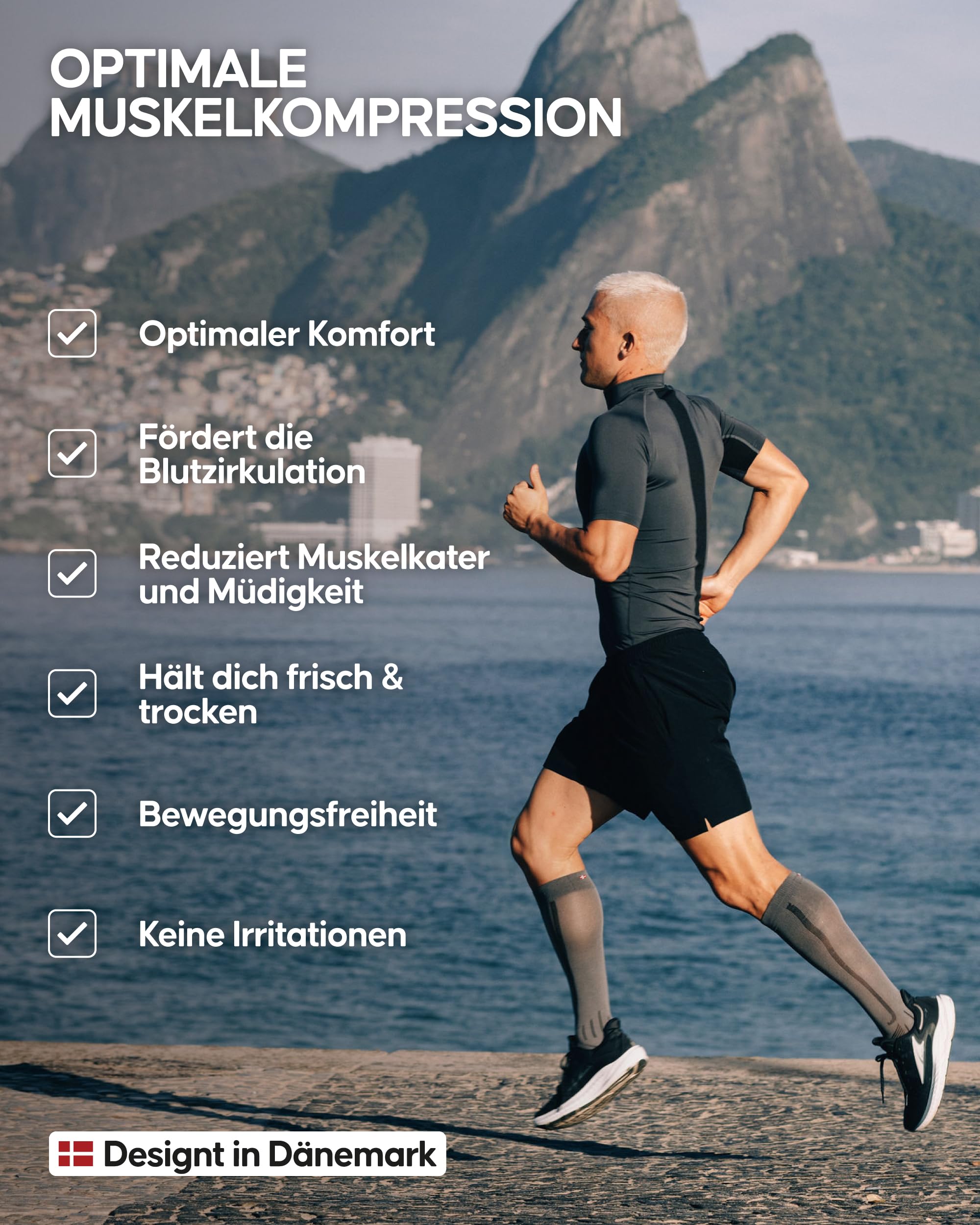 DANISH ENDURANCE Kompressionsshirt Herren, Laufshirt Kurzarm, Funktionsshirt, Muskelshirts, Sportshirt, Activewear für Männer, Schnelltrocknend & Atmungsaktiv, 2er Pack