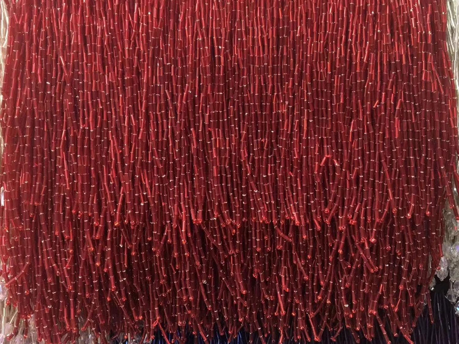 1 Yard Beaded Fringe Trim Drop Charm Beading Tassel Fringe Heavy Beads Trims for Latin Dress,Carnival Costumes Black Color