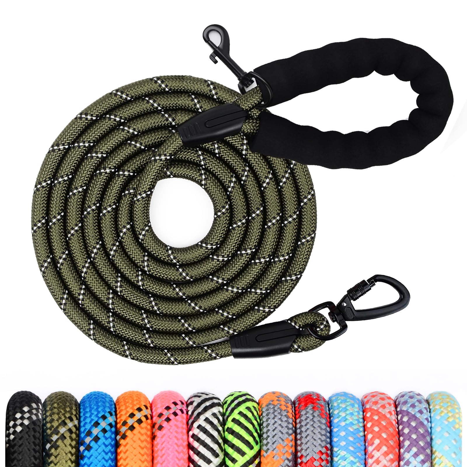 Guinzaglio per Cani, 1.2M 1.5M 2M 3M 5M 10M 20M 30M Lungo Nylon Guinzaglio Cani Resistente Leggero con Comoda Impugnatura, Riflettente Lunghina Cane, Adatto per Cuccioli, Piccoli, Medi e Grandi