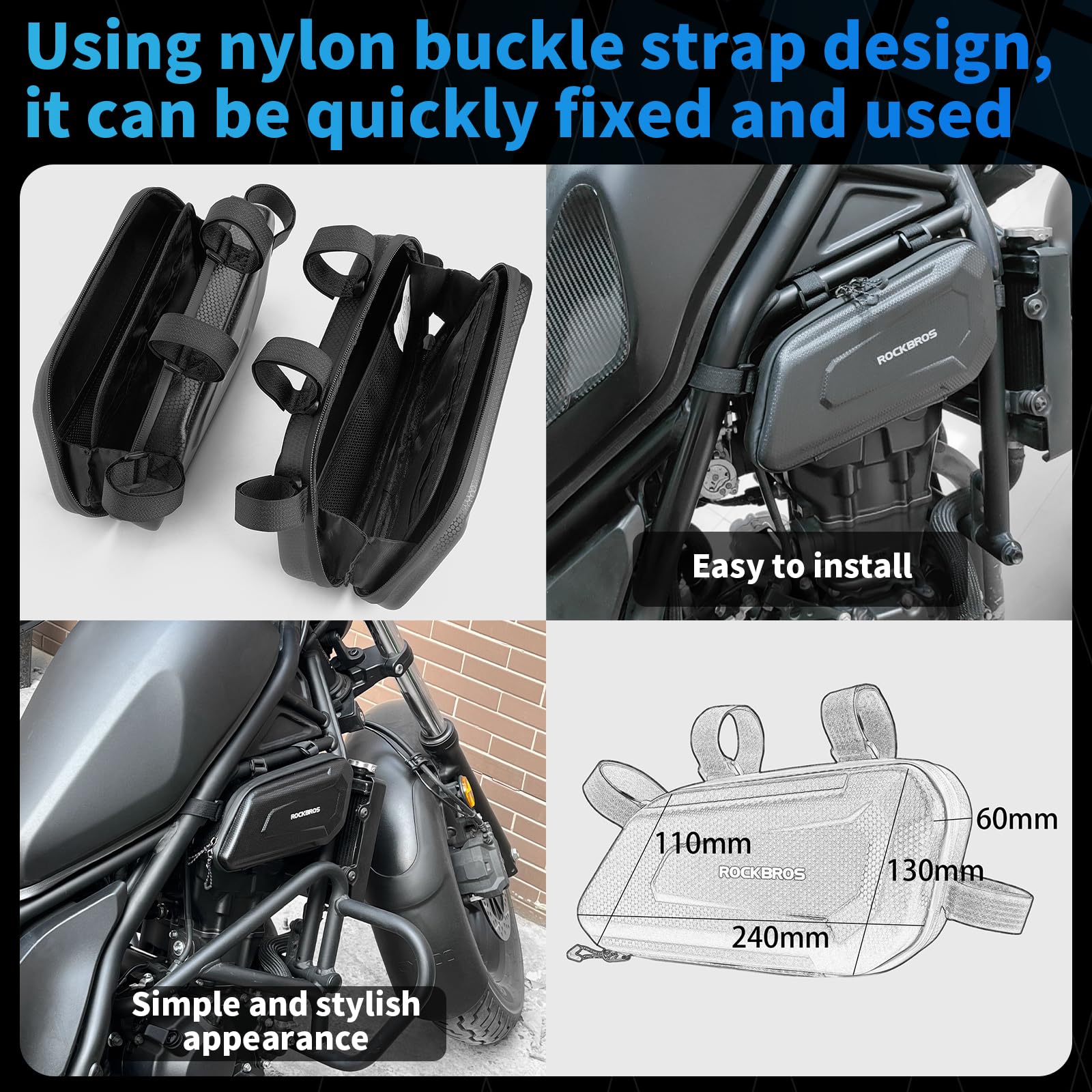Motorrad-Seitentasche 1.5 L Hartschalen-Werkzeugtasche | Kompatibel mit Honda Rebel CMX250/300/500/1100, Wasserdicht, Satteltasche, Linkes und rechtes Set