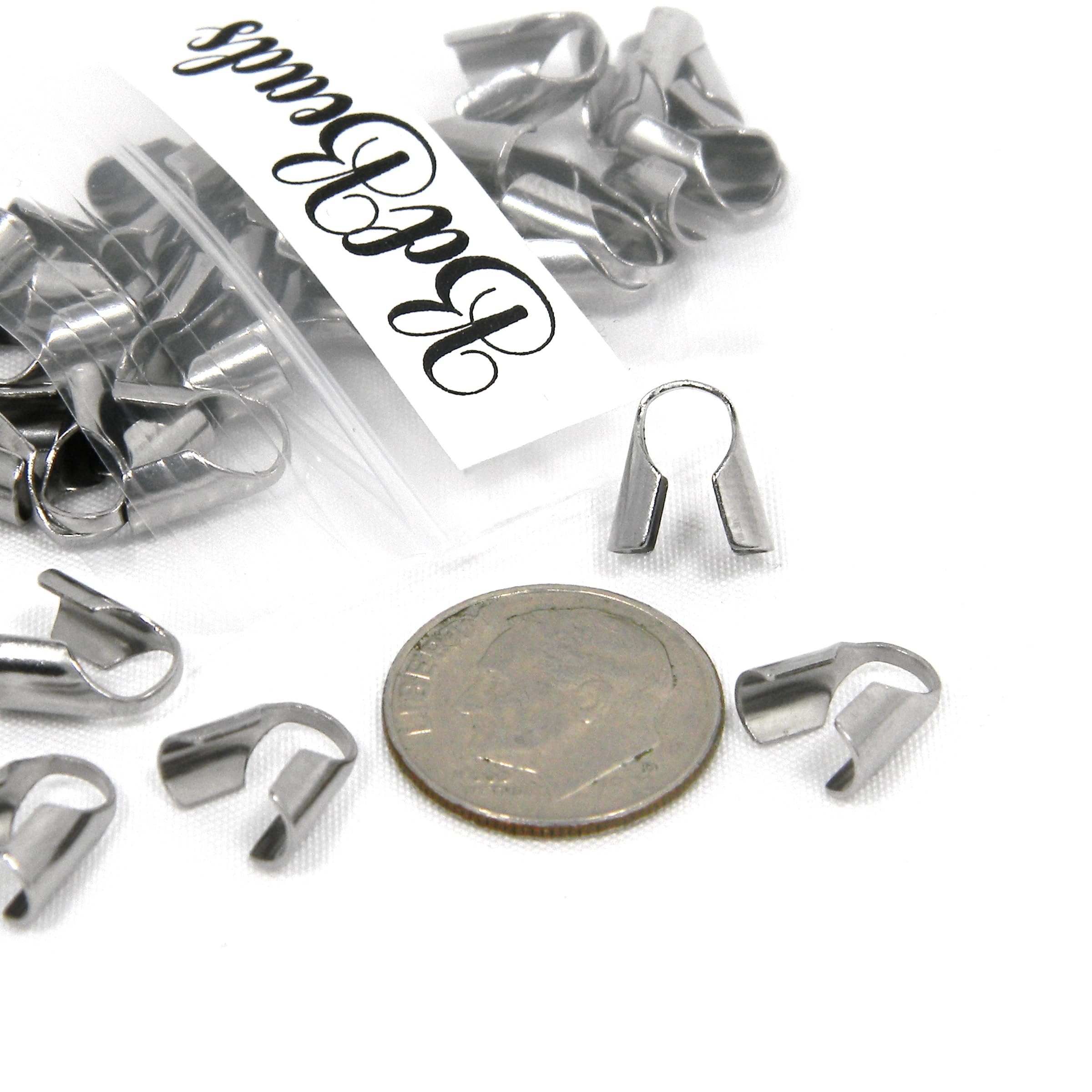 30 Hypoallergenic Stainless Steel Silver Jewelry Cord End Findings for Thick 4mm 5mm Cording