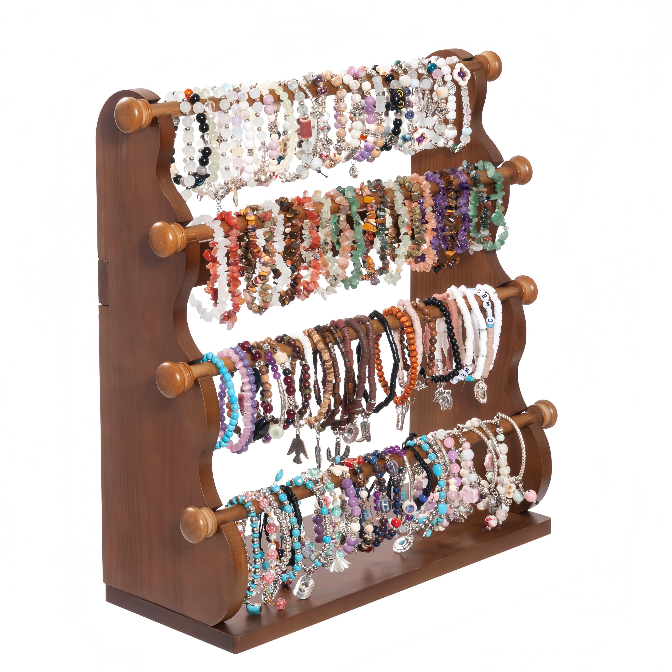 Support de bracelet en bois 4 niveaux marron foncé Donmills
