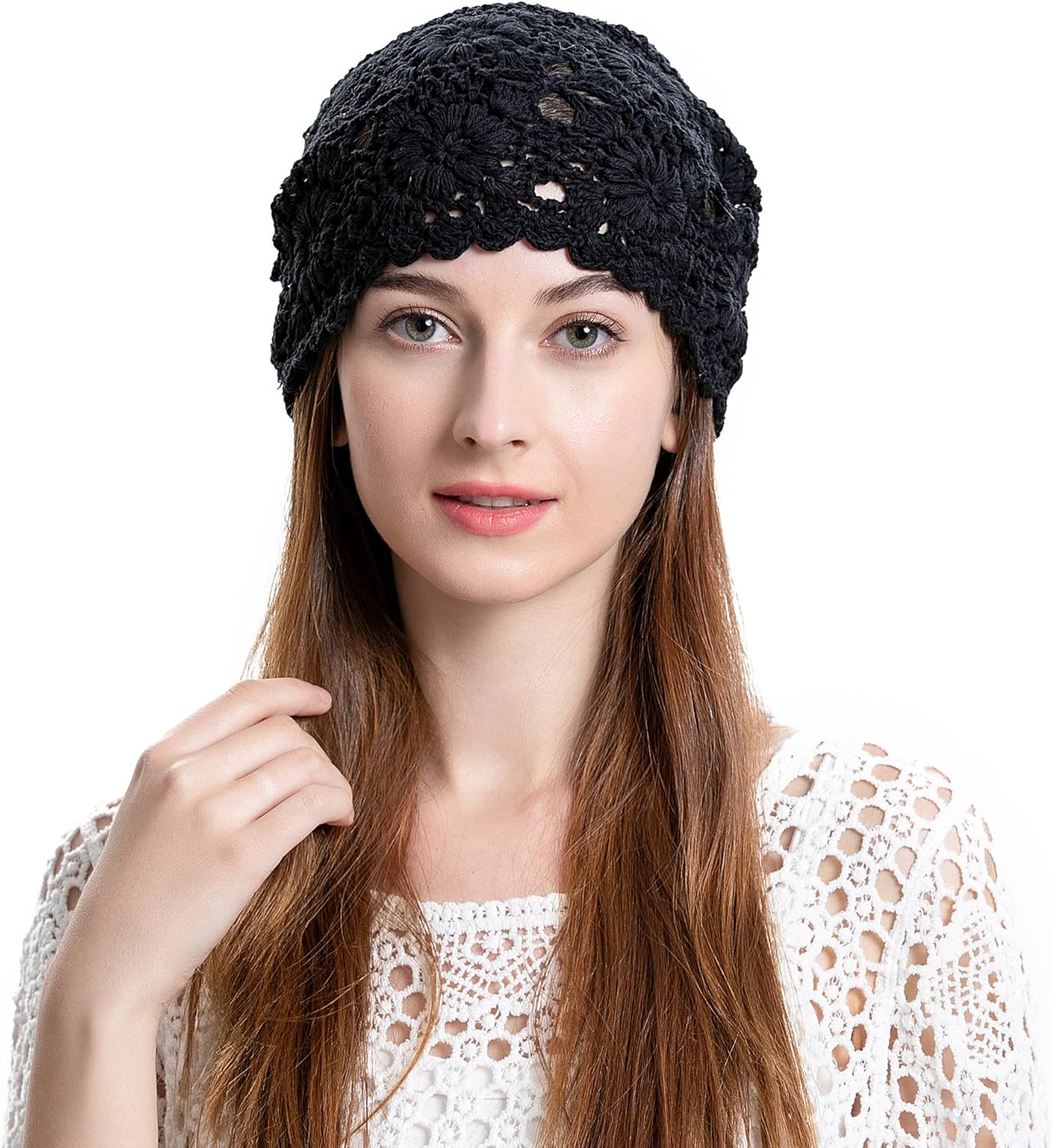 ZLYC Women Cotton Crochet Slouchy Beanie Hat Handmade Knit Summer Skull Cap - Image 2