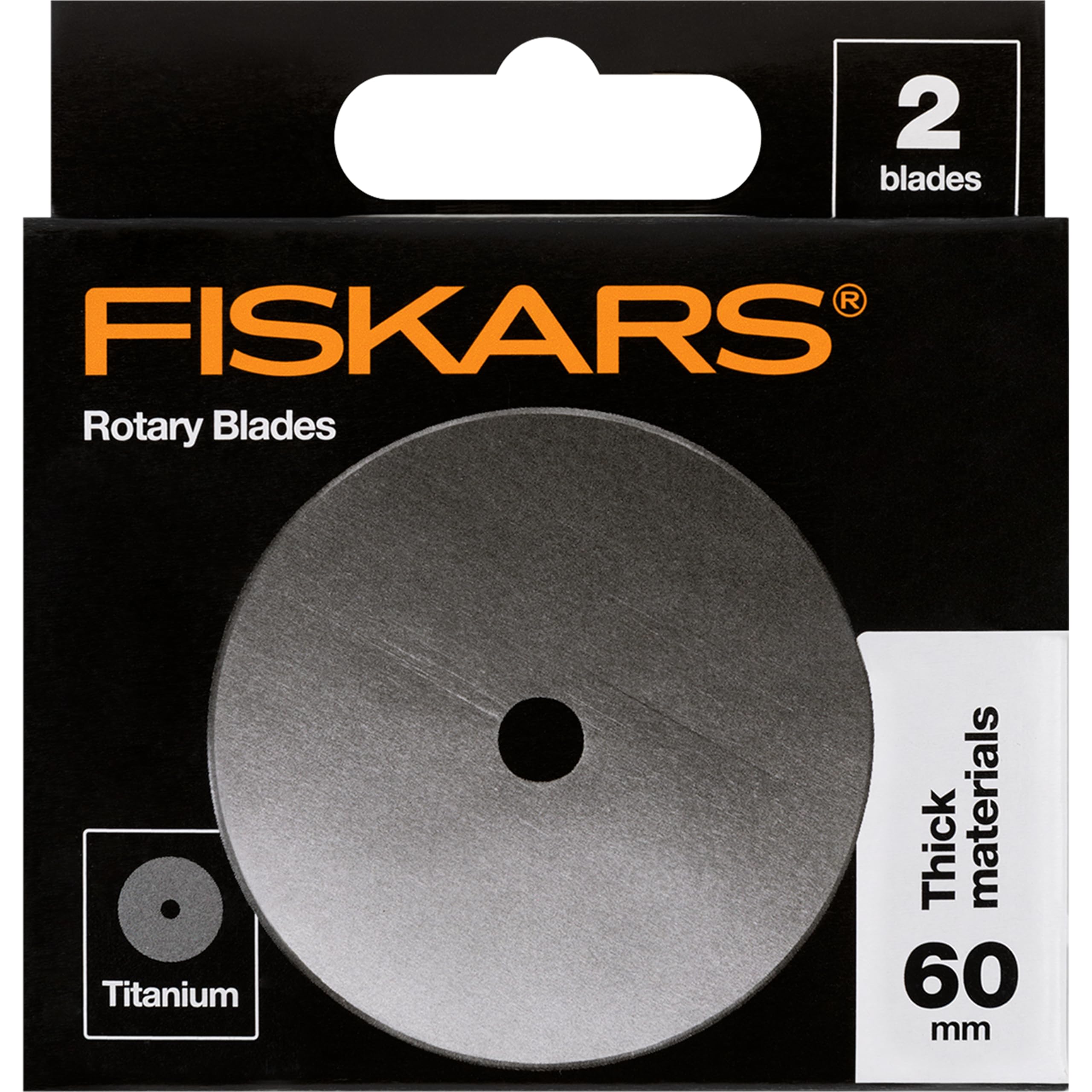 60mm Titanium Rotary Blades (2 Pack) - Rotary Cutter Blade Replacement - Crafts, Sewing, and Quilting Projects - Silver