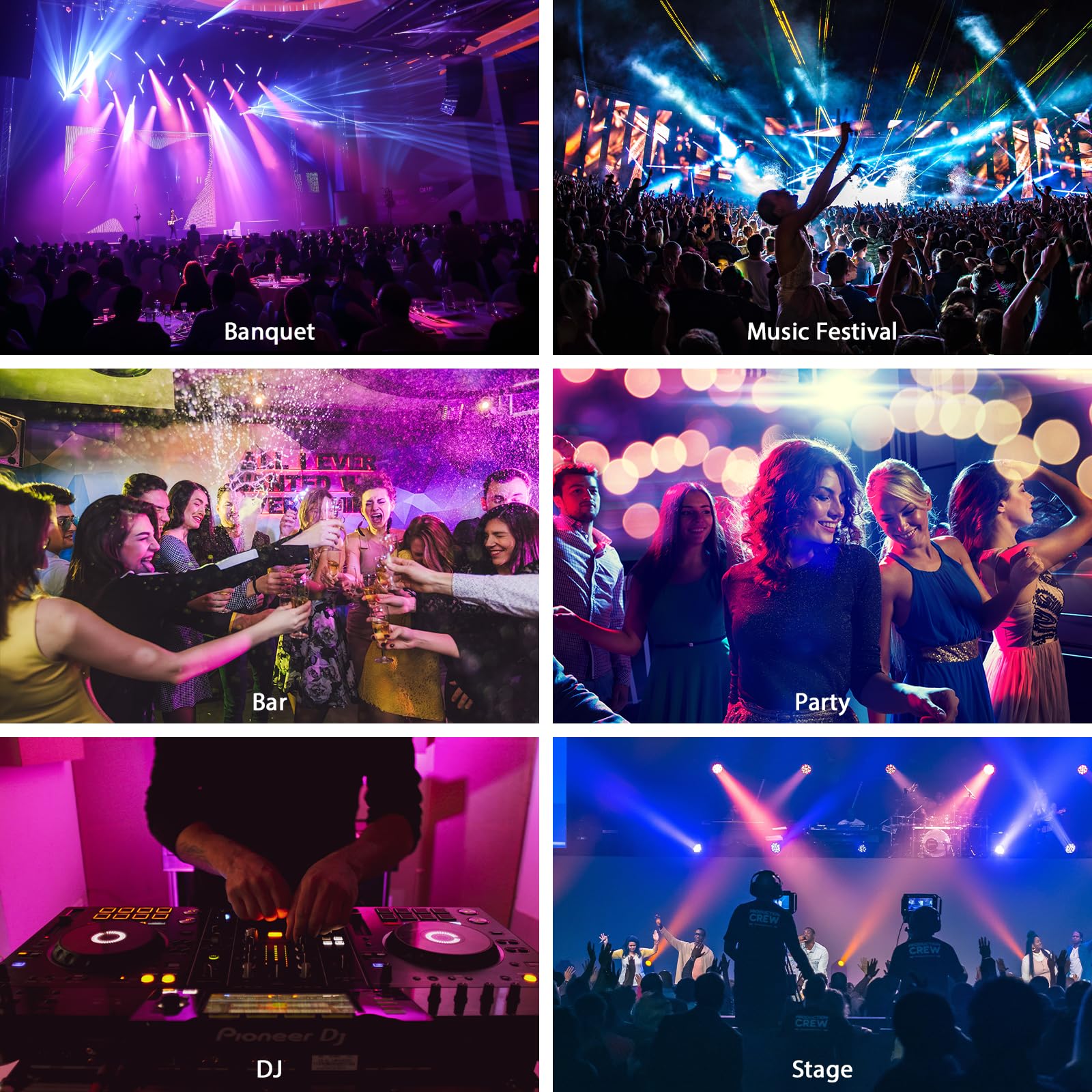 2 pezzi 200W UV+RGB 18 LED per proiettore, luce di scena luce da festa DMX512 illuminazione da discoteca per DJ Party Show Bar Halloween Natale