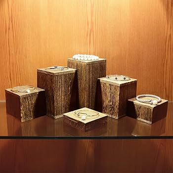 Mooca Wooden 6 Pcs Square Risers For Display Jewelry And