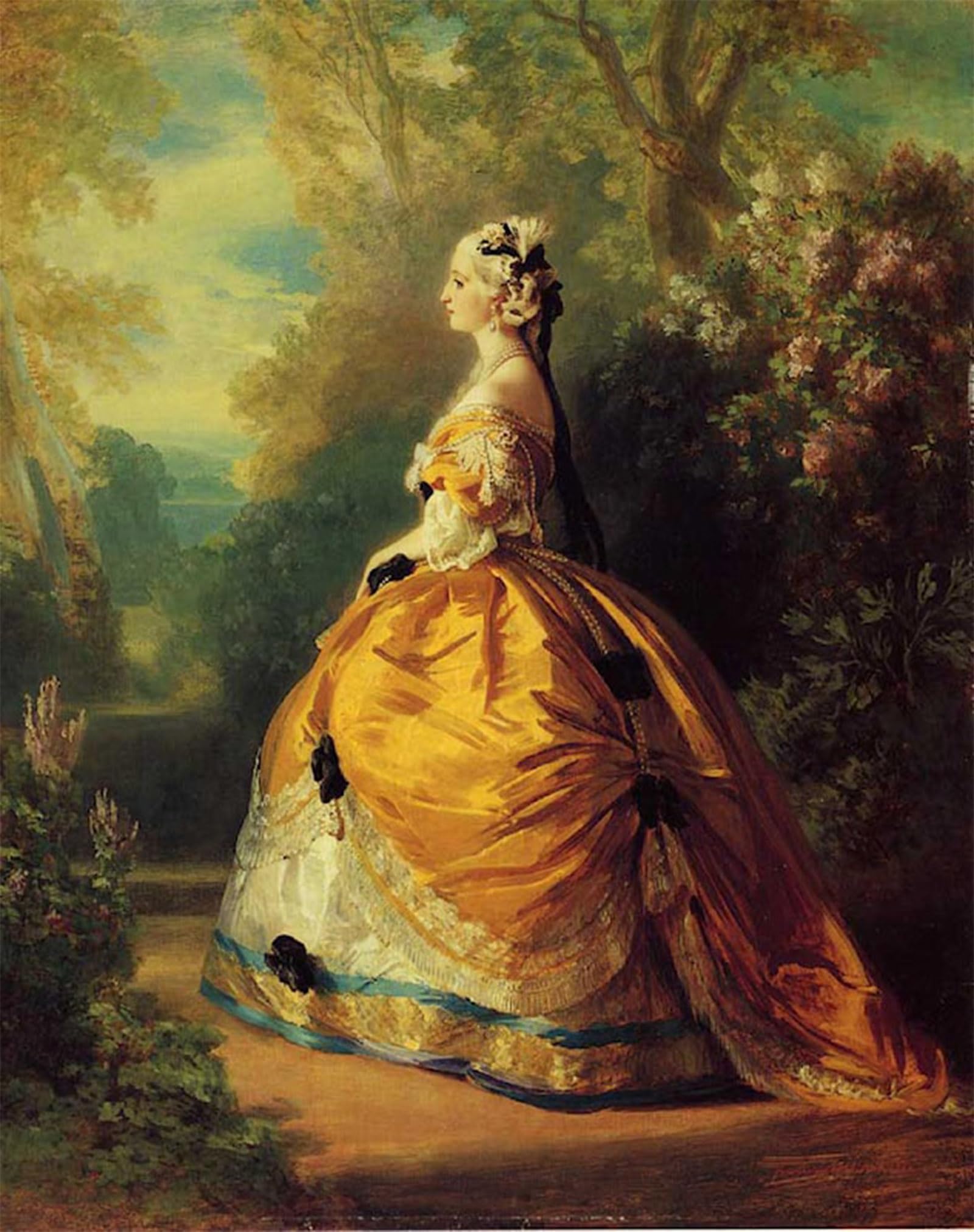 HRJUBWREE Oil Painting Prints on Canvas Painting Picture The Empress Eugenie a la Marie Antoinette Winterhalter Artwork Canvas Prints for Office Decor 60x90cm