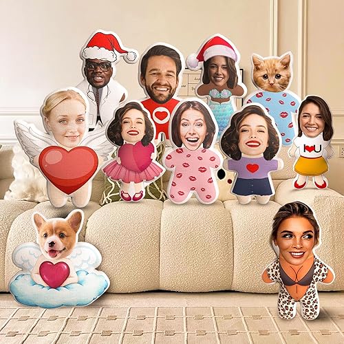 Funmii Almohada de foto de cara personalizada regalo personalizado cojín de fotos juguetes regalo del día de San Valentín almohada de fotos para