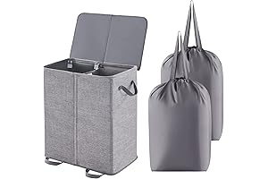 Lifewit Double Laundry Hamper with Lid and Removable Laundry Bags