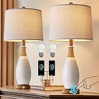 Vista 11 de OYEARS Lámparas de Mesa Boho de 22" para Dormitorio Sala de Estar Conjunto Mejorado de 2 Lámparas de Mesa de Ratán Medianas Estilo Casa de Campo