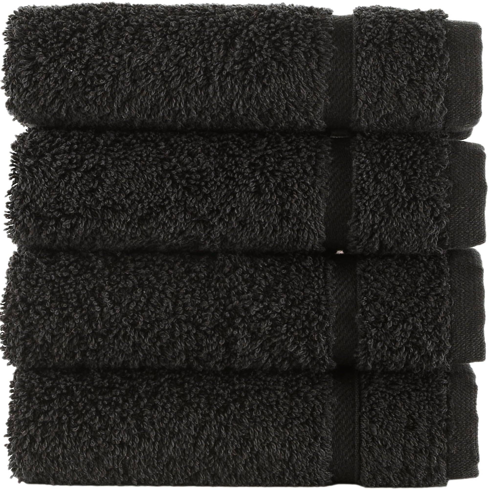 Hammam Linen Washcloth Set Premium Original Turkish Cotton, Hotel Quality for Maximum Softness & Absorbency for Face, Hand, Kitchen & Cleaning (Black, Washcloth Set)