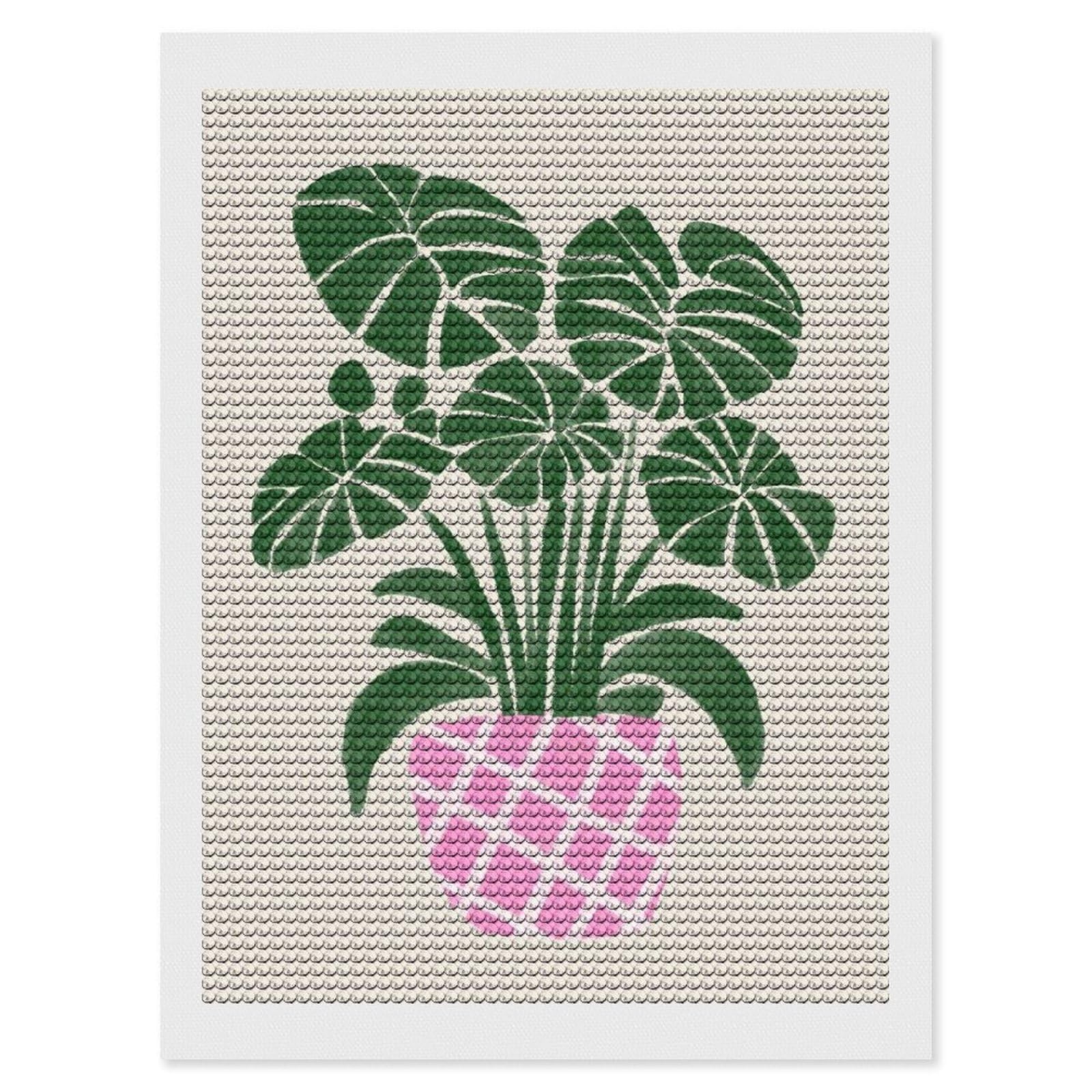 Junmoney Big Monstera Plant Diamond Painting Set 12"x16", Sparkling Round Gems, Decorate Your Room, Fun Craft Experience, Modern Decor