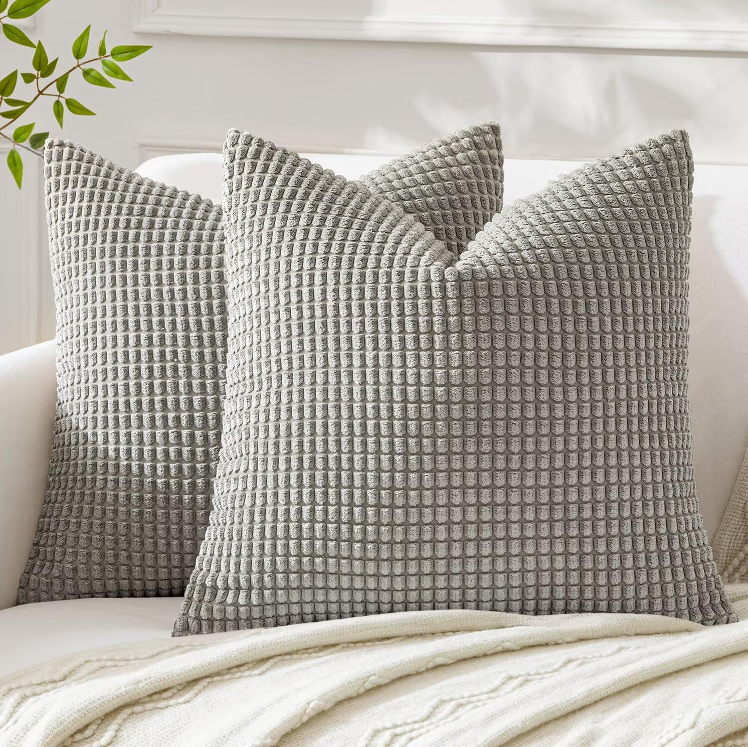 FDTERN Set van 2 kussenhoezen, boho, corduroy, 65 x 65 cm, donkerbruin, zacht, decoratief, klassiek patroon met gekruiste strepen, onzichtbare ritssluiting, voor bank, bed, thuis FDTERN Set van 2 kussenhoezen, boho, corduroy, 65 x 65 cm, donkerbruin, zacht, decoratief, klassiek patroon met gekruiste strepen, onzichtbare ritssluiting, voor bank, bed, thuis