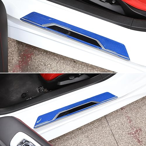 Vista 28 de CHEAYAR Adhesivo para umbral de puerta interior de automóvil compatible con Corvette C8 Stingray 2020-2023, calcomanía para protección de umbral