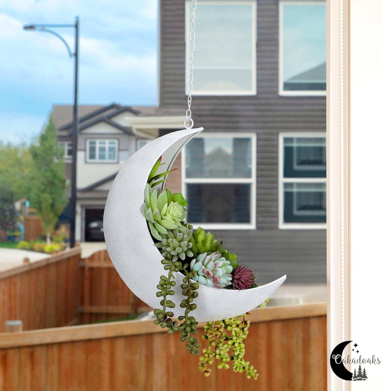 Hanging Moon Planter -14Pcs Artificial Succulents - Great for Air Plant, Mini Cactus, Faux, Artificial Plants-Boho Hanging Planters for Indoor Plants, Witchy Gifts for Women, Birthdays,Plant Lovers