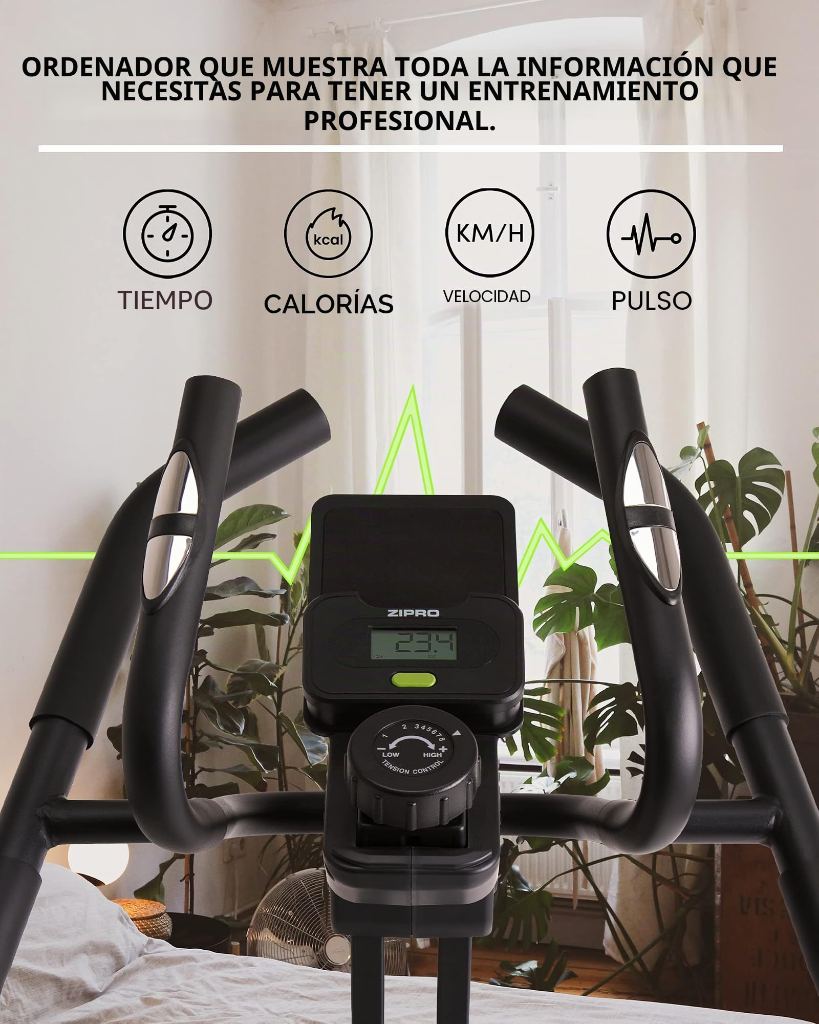 Zipro Elíptica Climber, Resistencia de hasta 120 kg, Ideal para el hogar, Equipo de Entrenamiento Cardiovascular, máquinas de Ejercicio, Entrenador doméstico, 8 Niveles de Resistencia