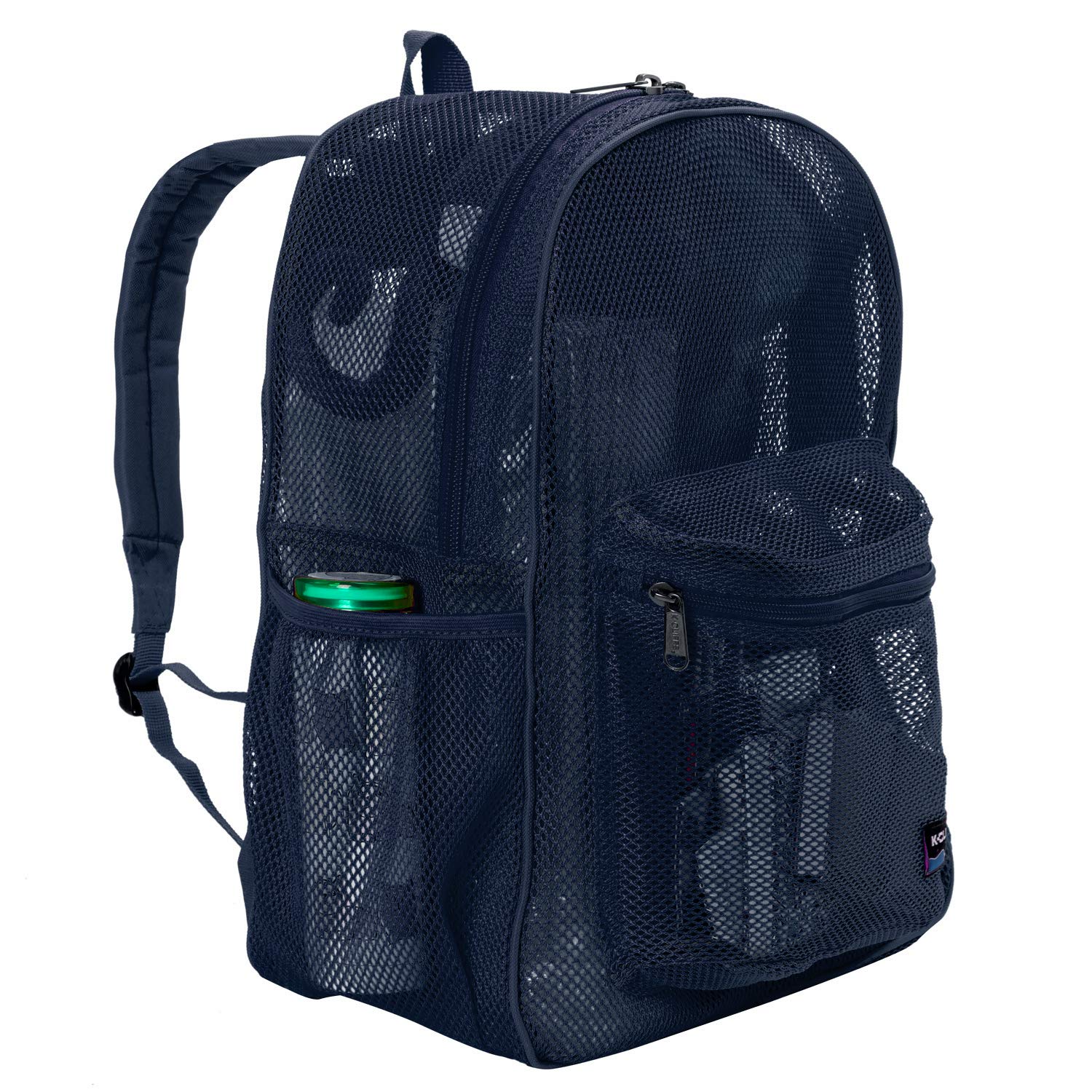 Heavy Duty Mesh Backpack Navy See Through Net School Bookbag