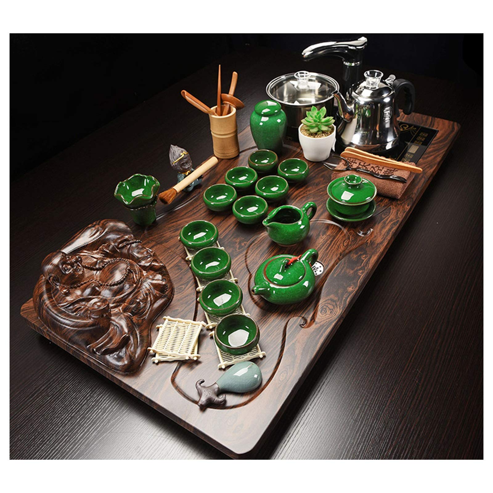 DFGHNBVC Tea Serving Tray,Chinese Kung Fu Tea Tray, Kung Fu Tea Set Chinese Ceramic Tea Ceremony Tray With Automatic Teapot Simple Tea Cup, Tea Set,E