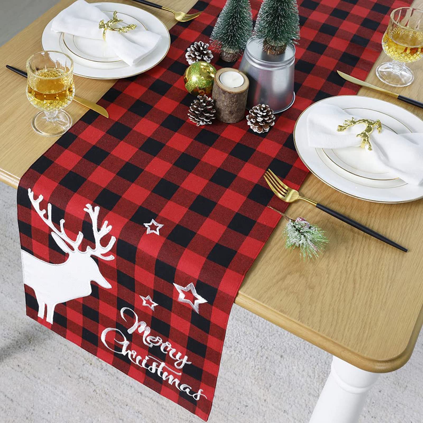 Amazon｜テーブルランナー サンタ メリークリスマストナカイドイリー
