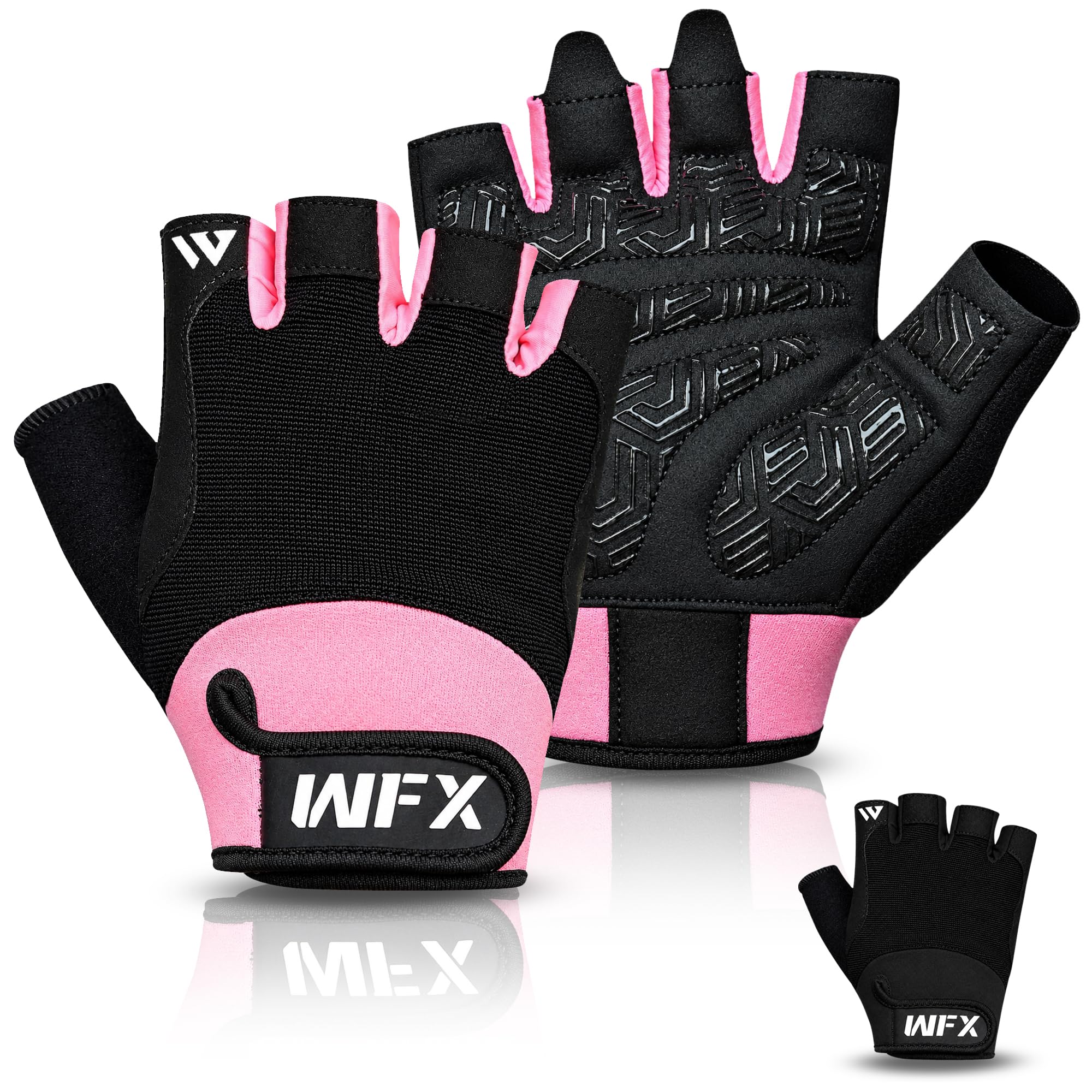 WFX Breathable Gym Gloves for Men & Women, Thick Padded Weight Lifting Gloves with Full Palm Protection & Excellent Grip Gift for Gym Exercise, Cycling, Weightlifting Training, Fitness (Pink, M)