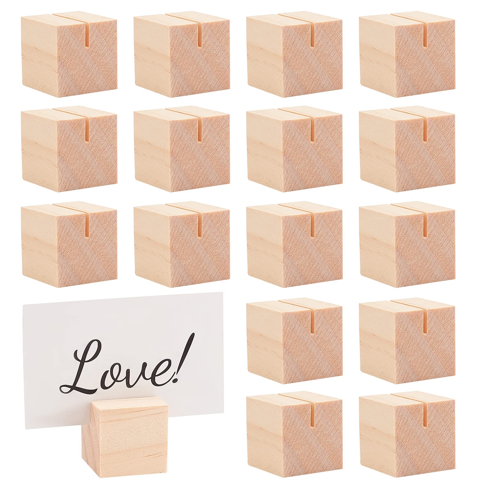 OLYCRAFT 20pcs Wooden Name Card Holder Wooden Table Number Stands Solid