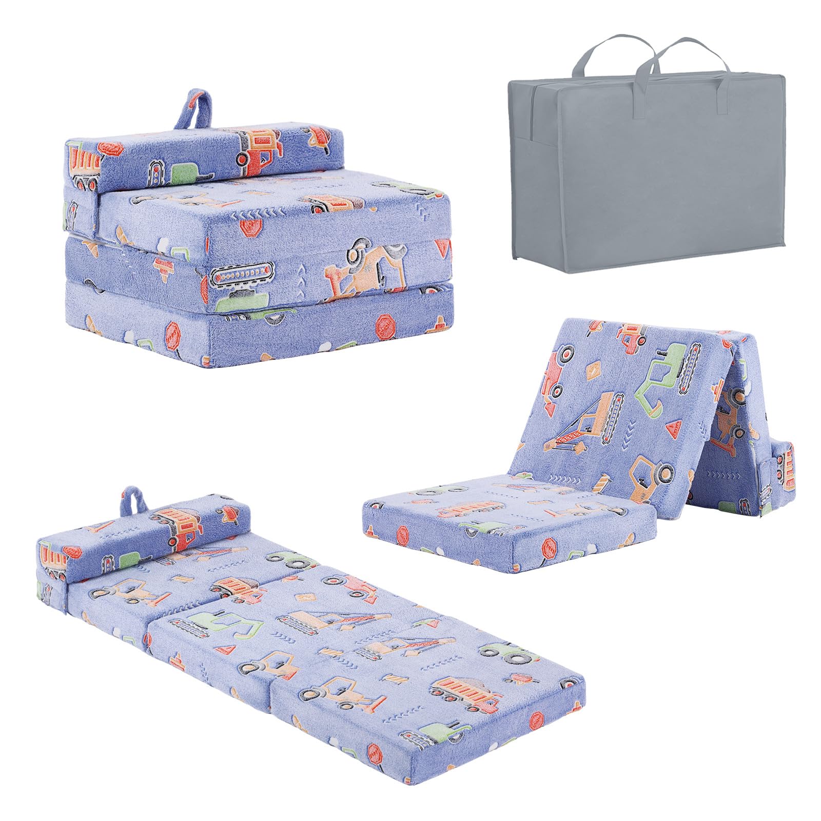 Tiita Foldable Floor Mattress for Kids-Glow in The Dark Toddler Nap Mat with Storage Bag, Portable Toddler Floor Nap for Travel, Daycare, Camping, RV,