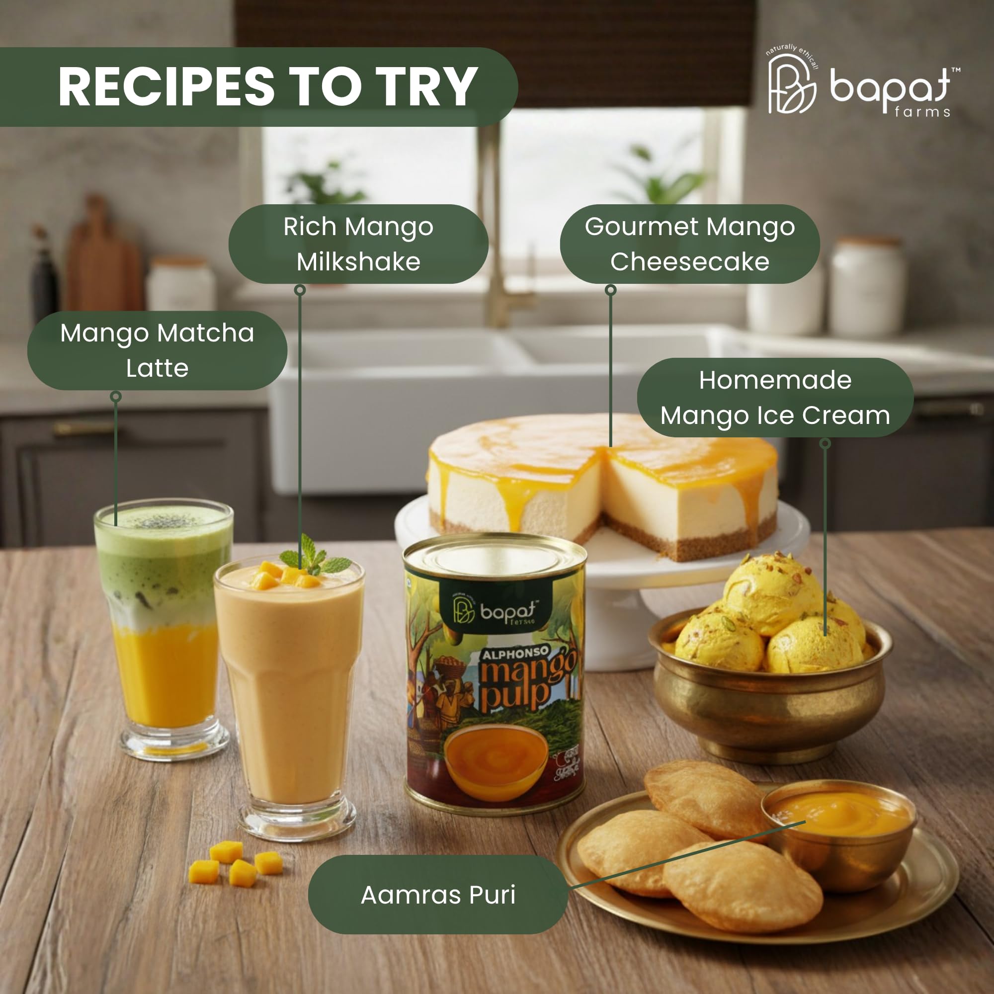 Bapat Farms Pure Alphonso Mango Pulp (Hapus), Authentic Konkan Origin, Rich & Creamy Aamras, Sweetened, 450g Tin 3