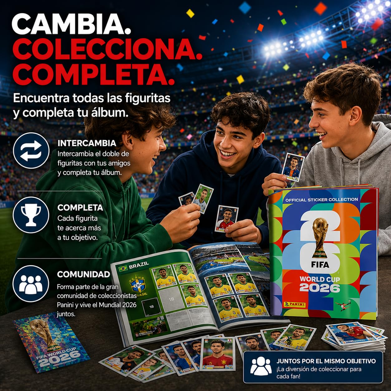 Set de inicio XXL Fan Mundial 2026 – Álbum de cromos coleccionable Panini Original, 1 calendario de partidos extra (álbum de cromos)