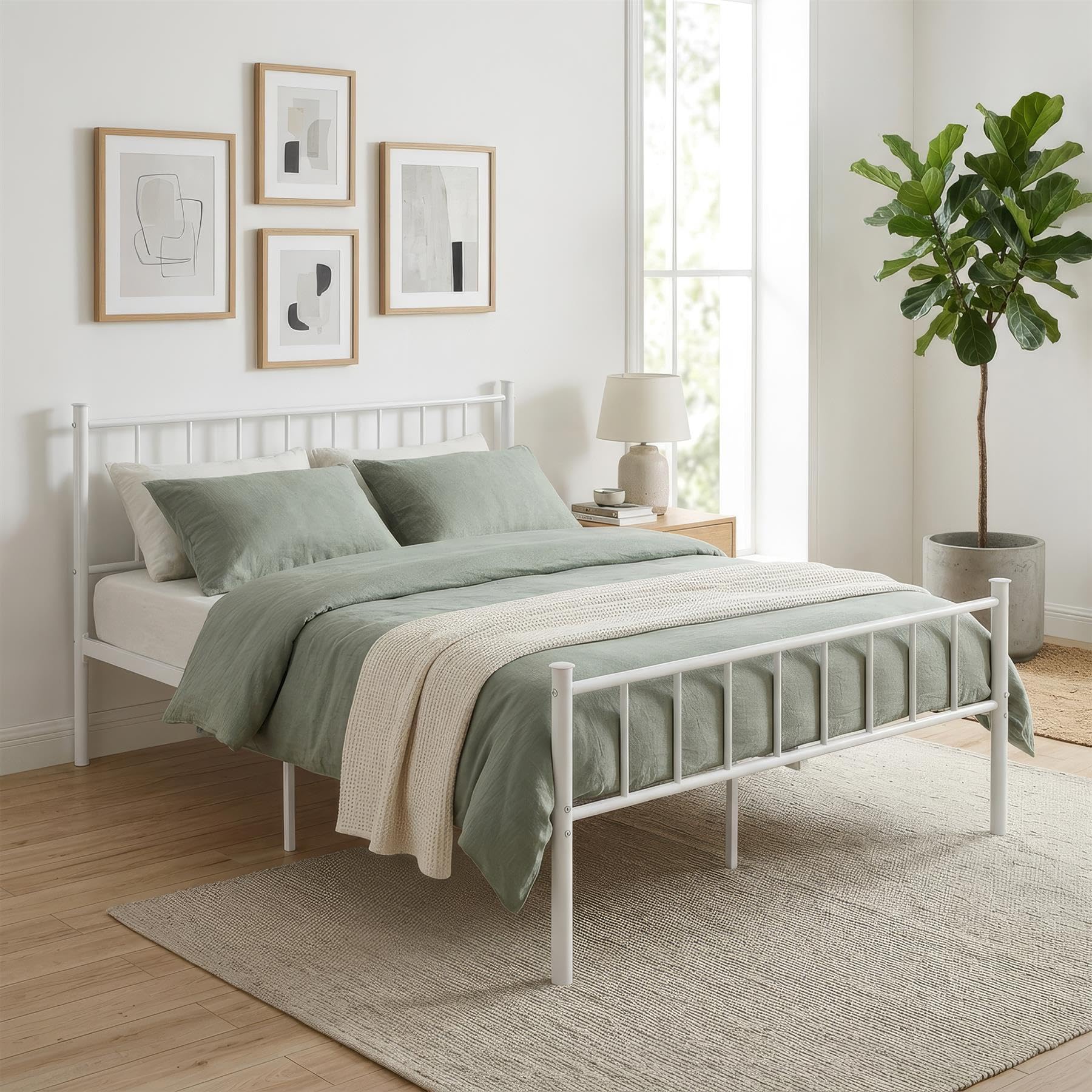 Harbour Housewares Double Metal Bed Frame 4ft 6in 135x190cm - White